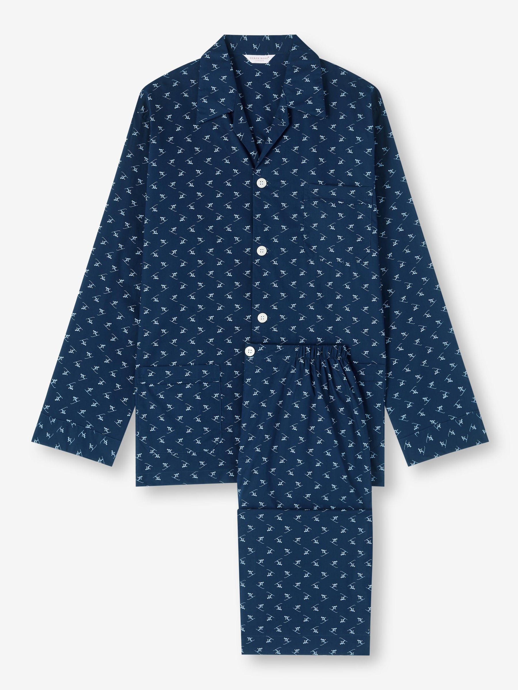 Men's Classic Fit Pyjamas Nelson 95 Cotton Batiste Blue