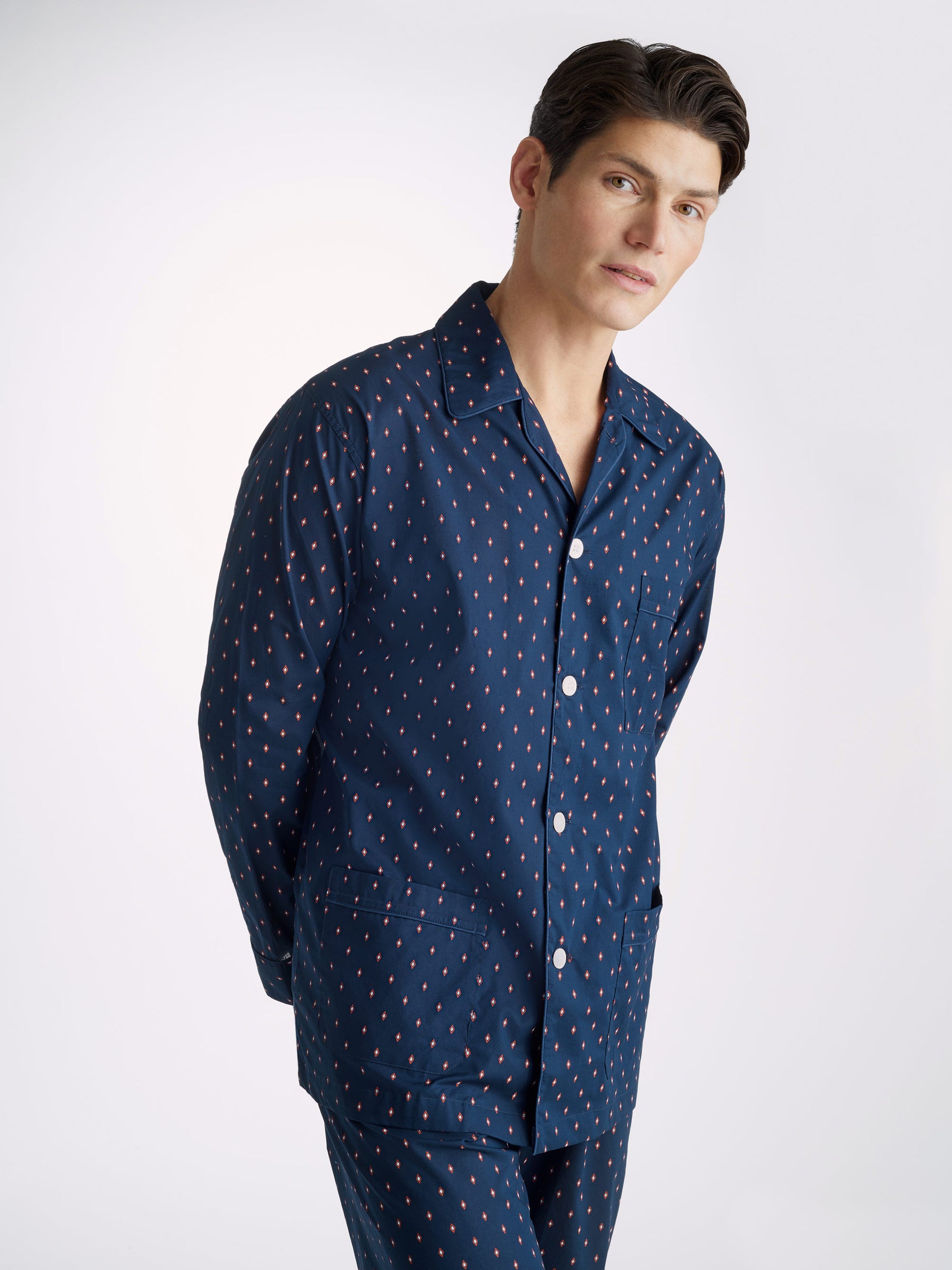 Men's Classic Fit Pyjamas Neslon 96 Cotton Batiste Navy