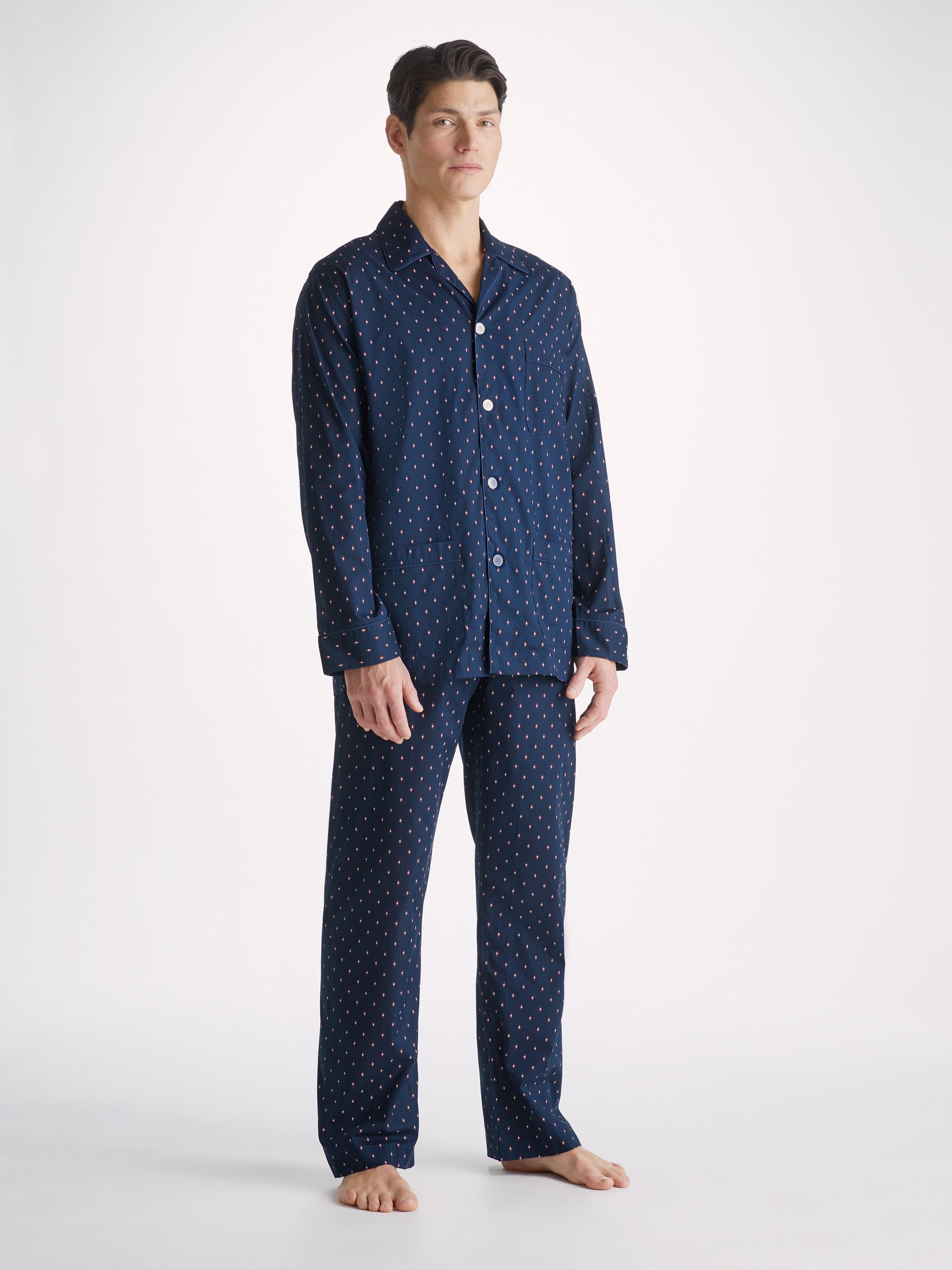 Men's Classic Fit Pyjamas Neslon 96 Cotton Batiste Navy