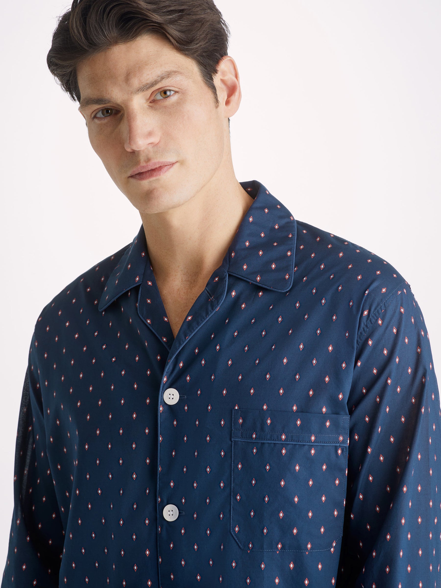 Men's Classic Fit Pyjamas Neslon 96 Cotton Batiste Navy
