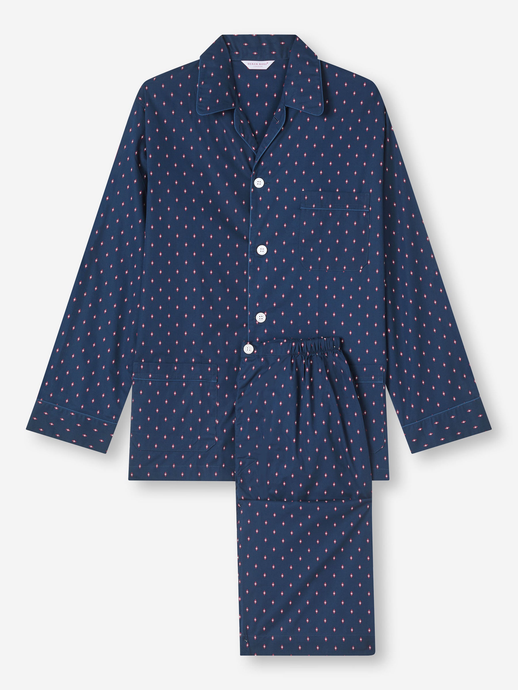 Men's Classic Fit Pyjamas Neslon 96 Cotton Batiste Navy