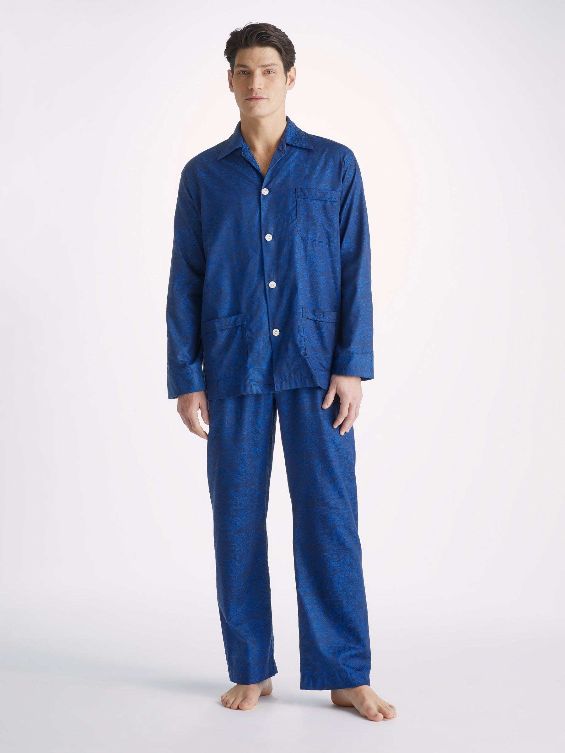 Men's Classic Fit Pyjamas Paris 25 Cotton Jacquard Navy