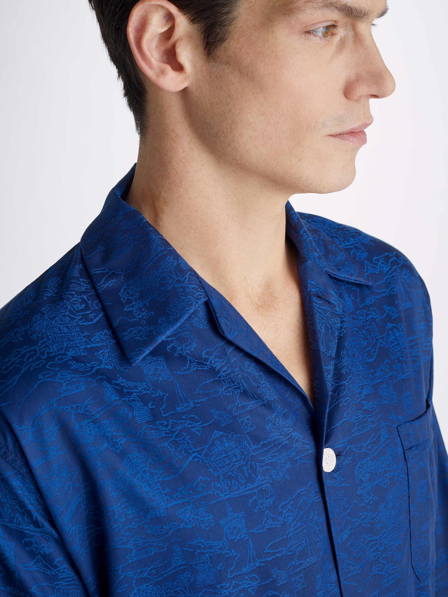 Men's Classic Fit Pyjamas Paris 25 Cotton Jacquard Navy