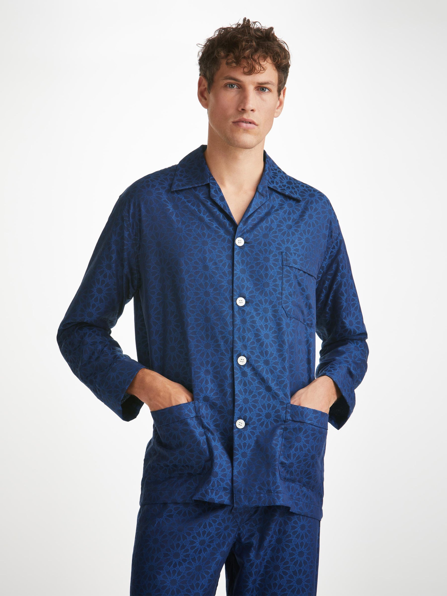 Men's Classic Fit Pyjamas Paris 26 Cotton Jacquard Navy