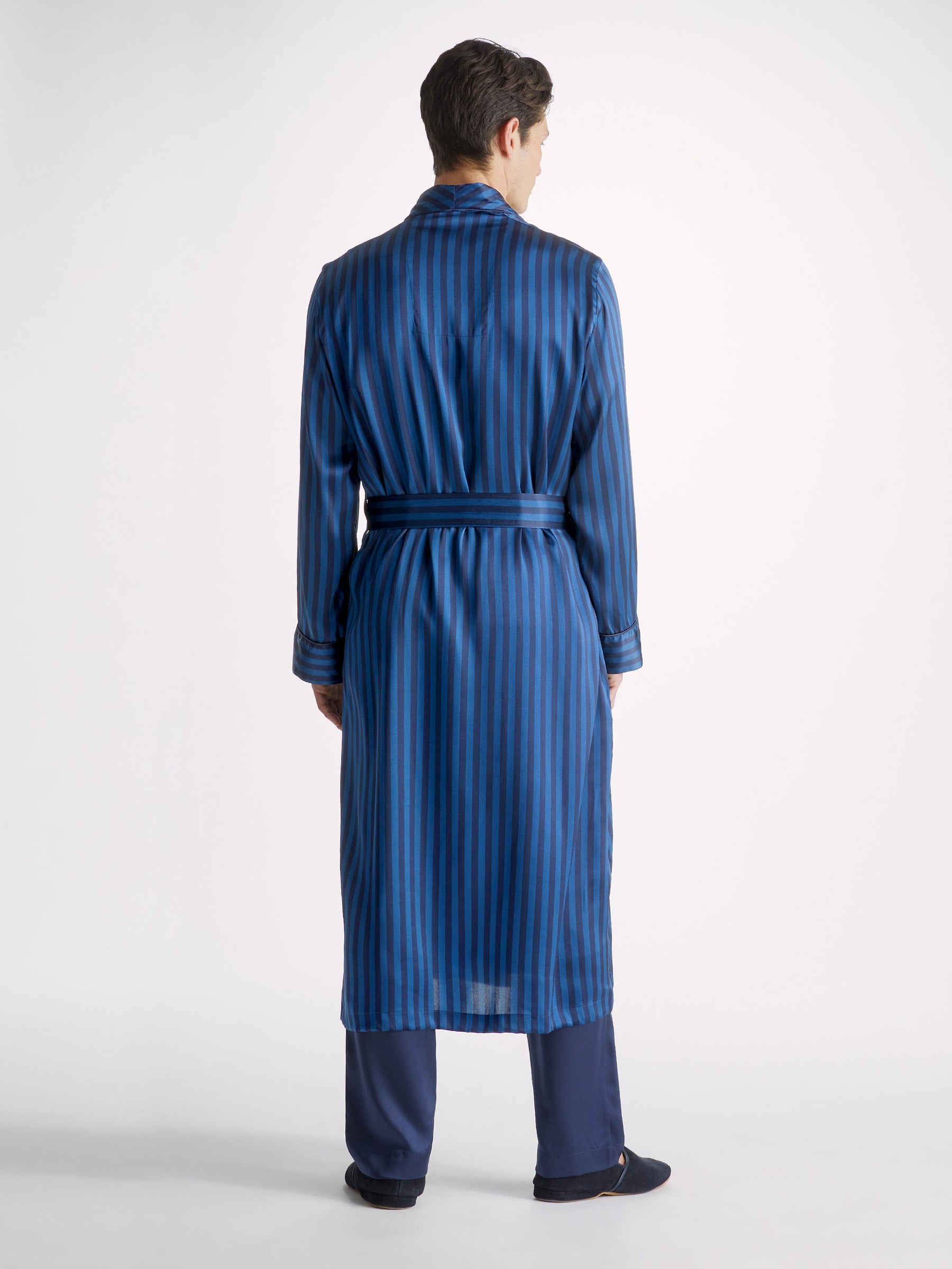 Men's Dressing Gown Brindisi 92 Silk Satin Navy