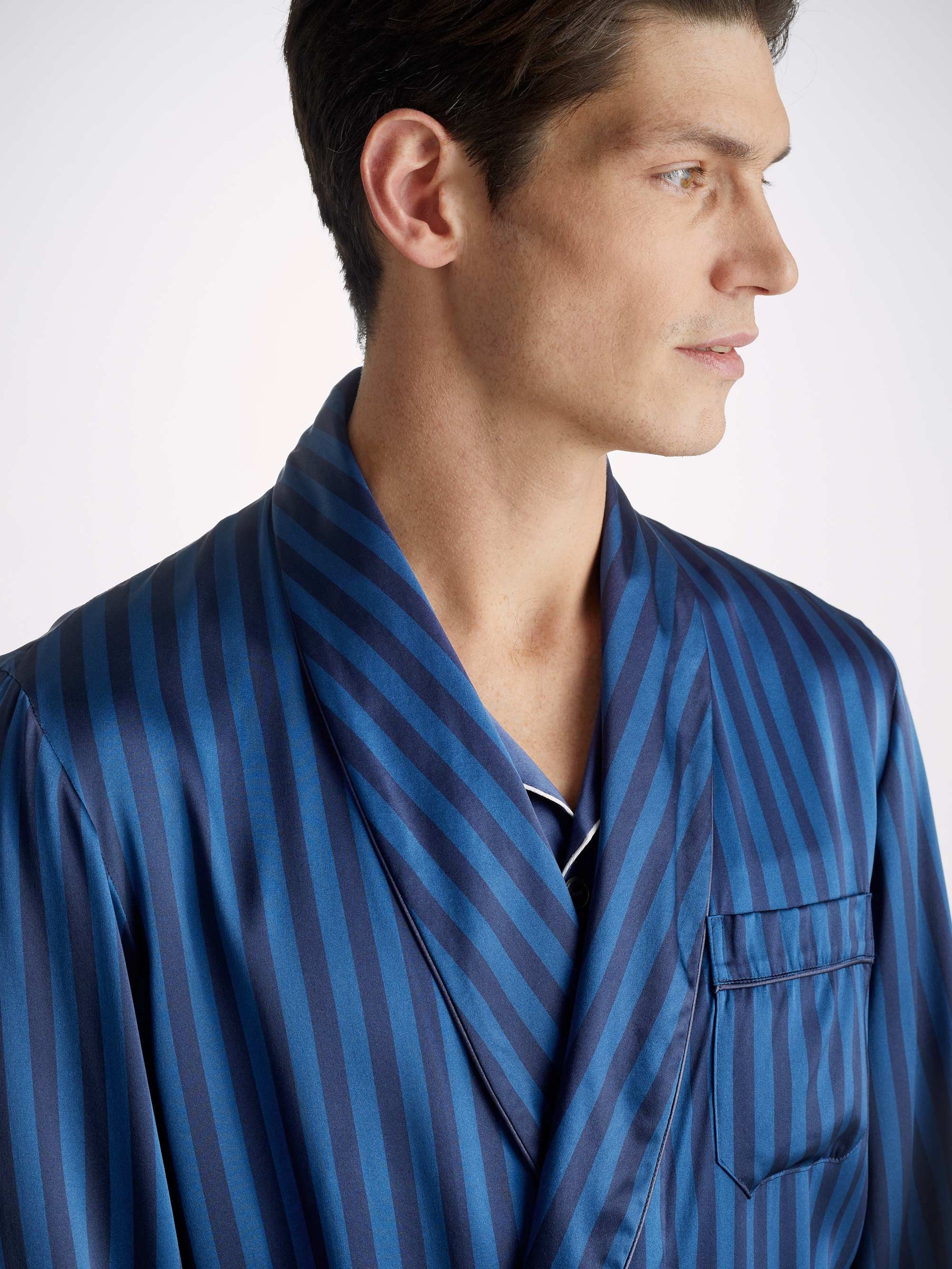 Men's Dressing Gown Brindisi 92 Silk Satin Navy