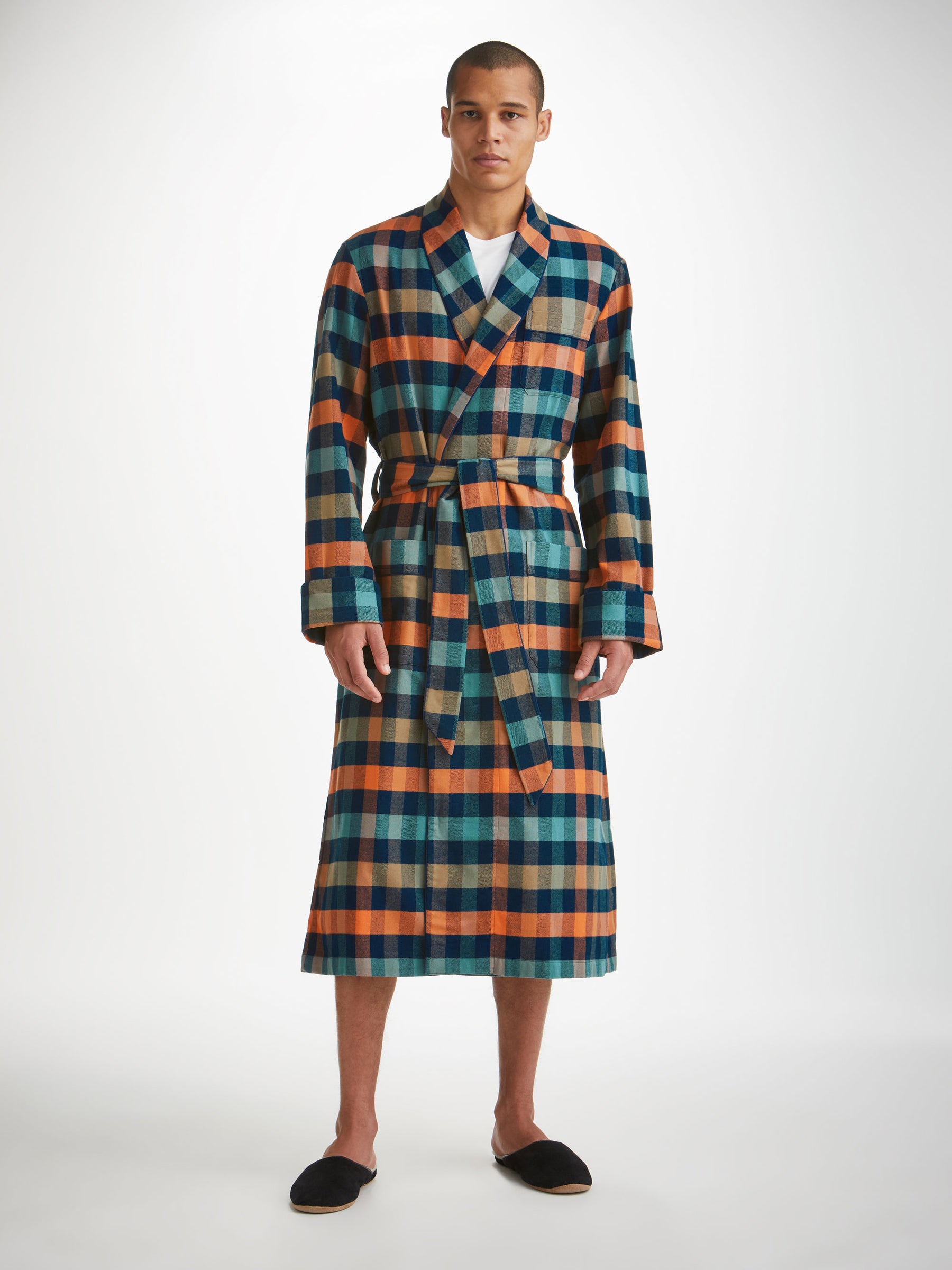 Men's Dressing Gown Kelburn 40 Brushed Cotton Multi