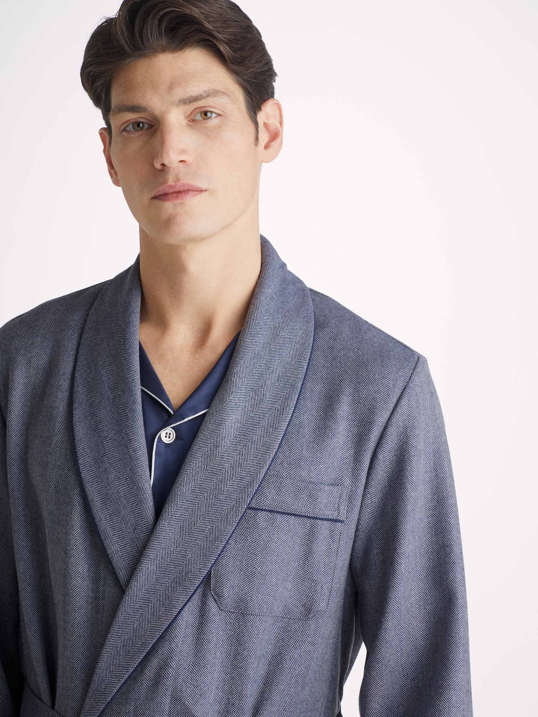 Men's Dressing Gown Lincoln 11 Wool Navy