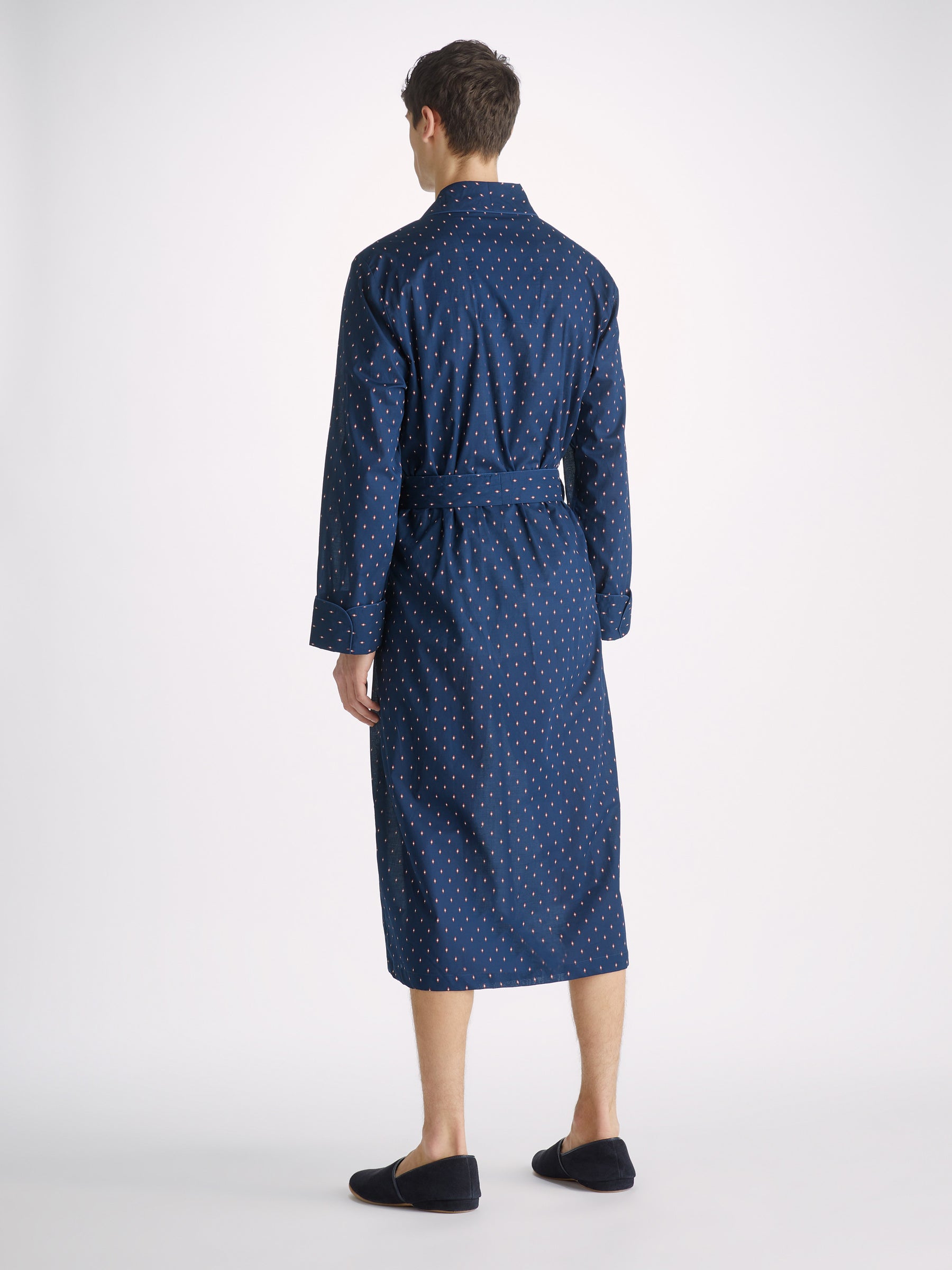Men's Dressing Gown Nelson 96 Cotton Batiste Navy