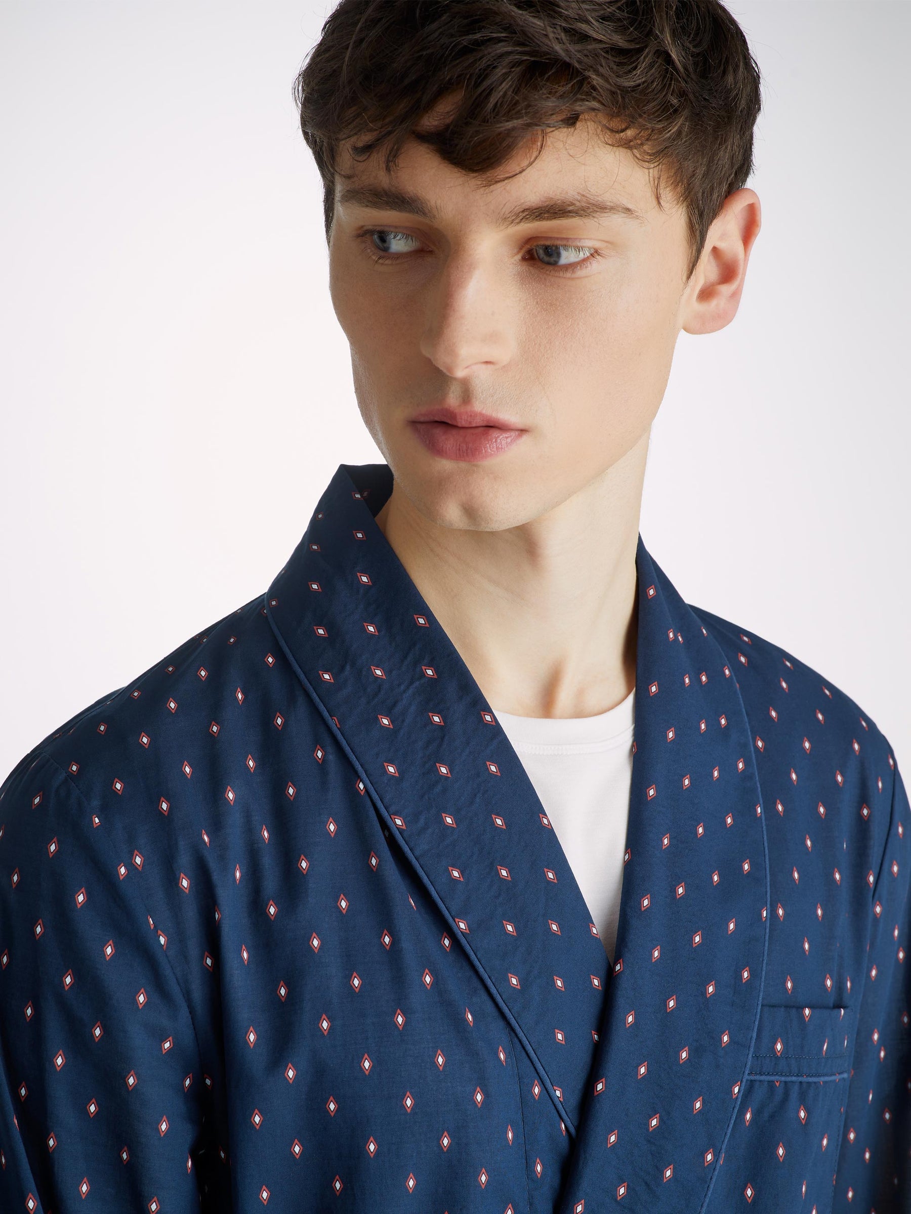 Men's Dressing Gown Nelson 96 Cotton Batiste Navy