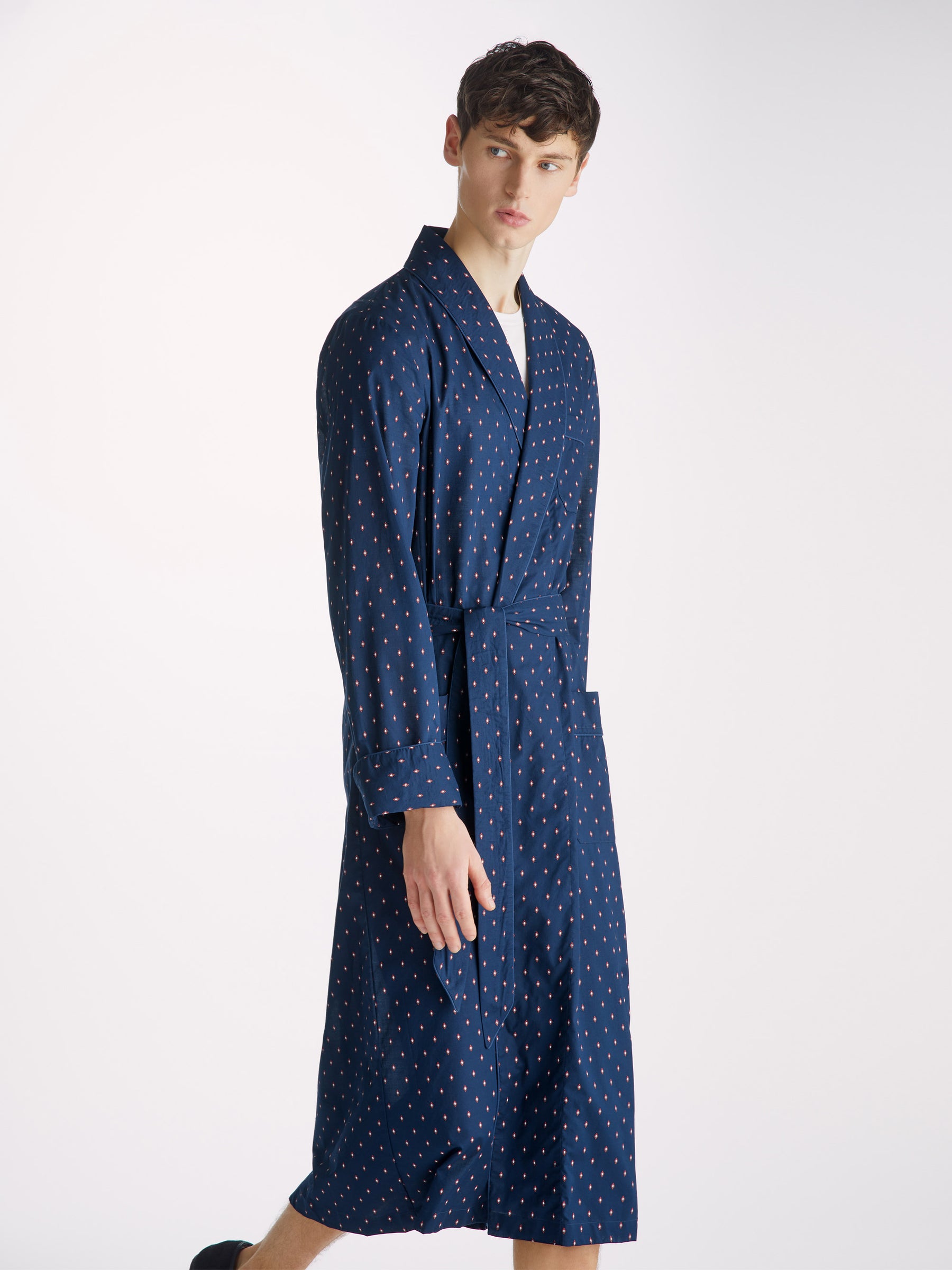 Men's Dressing Gown Nelson 96 Cotton Batiste Navy