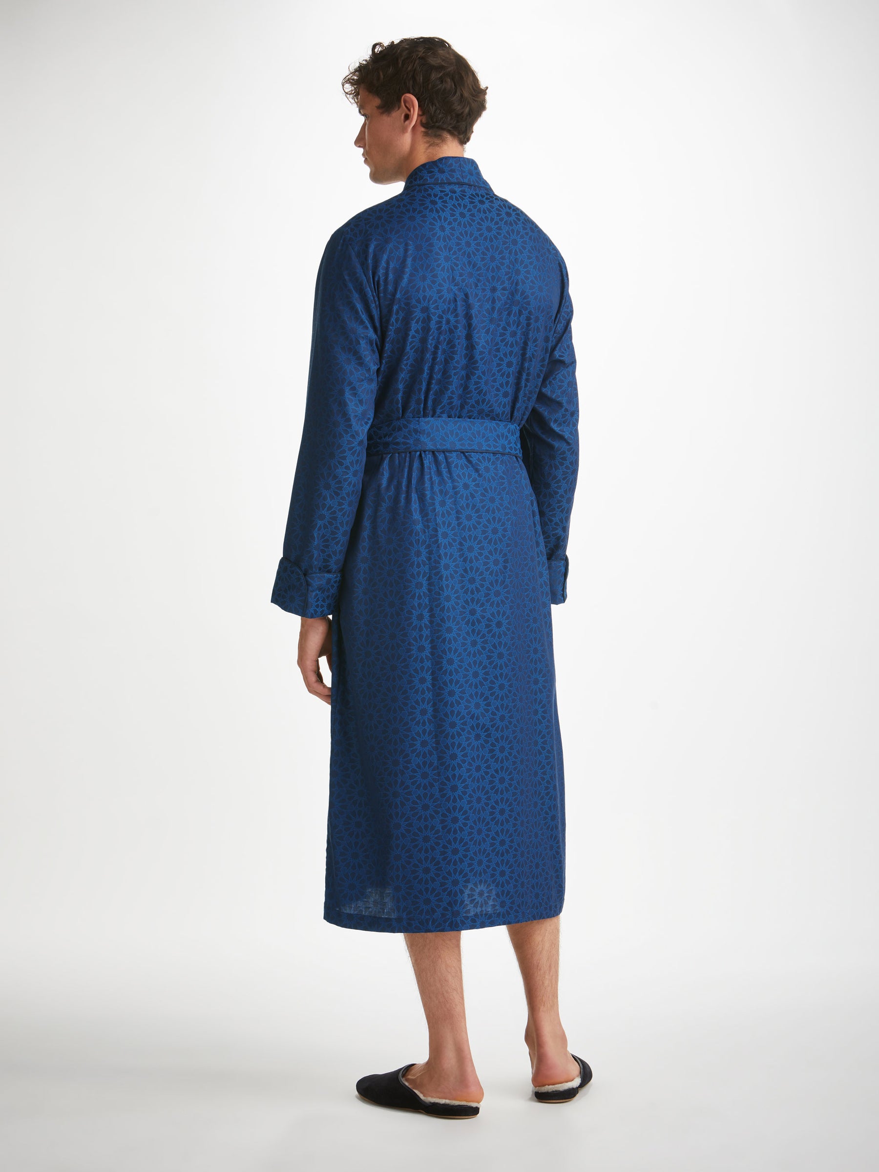 Men's Dressing Gown Paris 26 Cotton Jacquard Navy