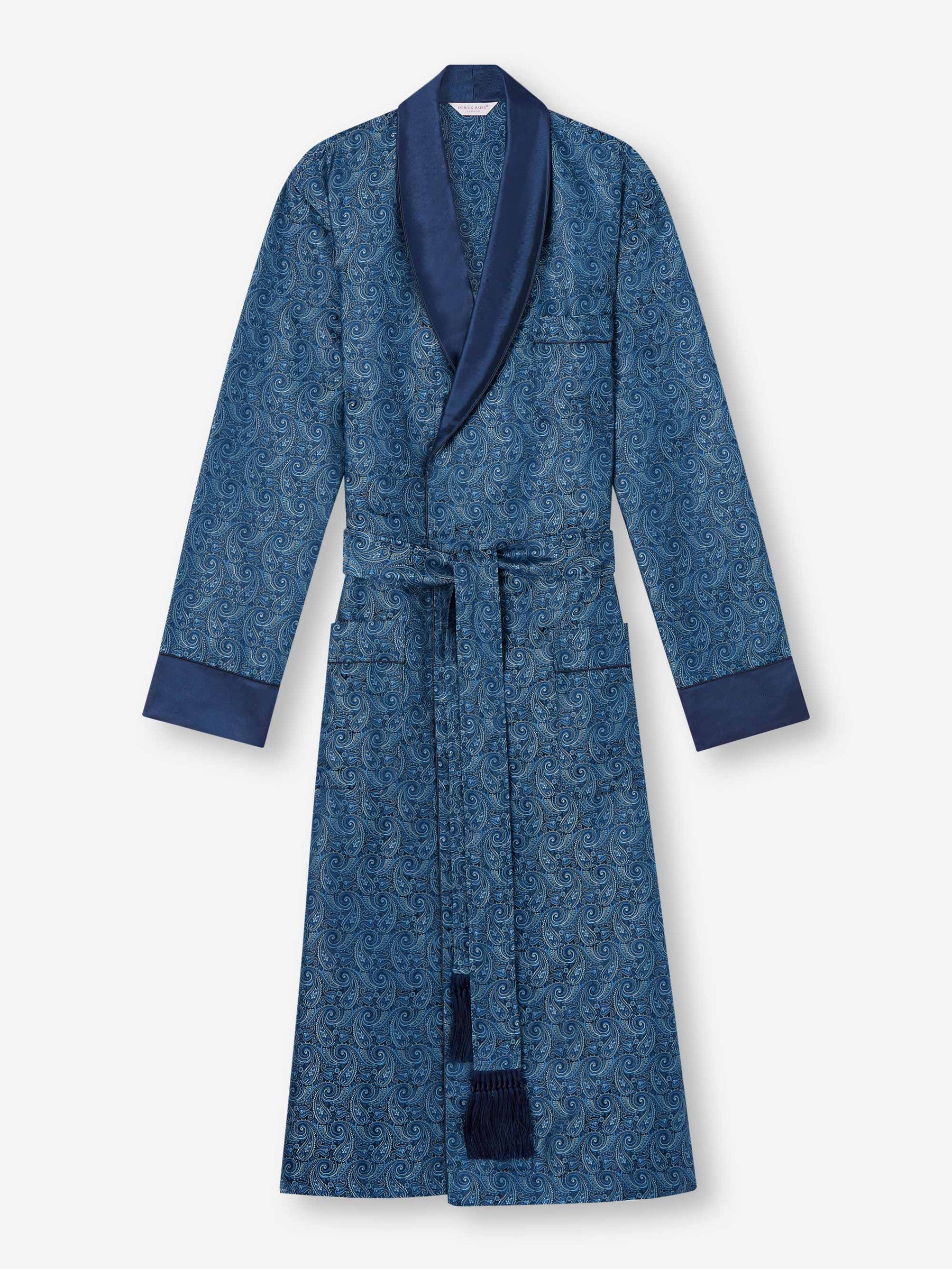 Men's Dressing Gown Verona 64 Silk Satin Navy