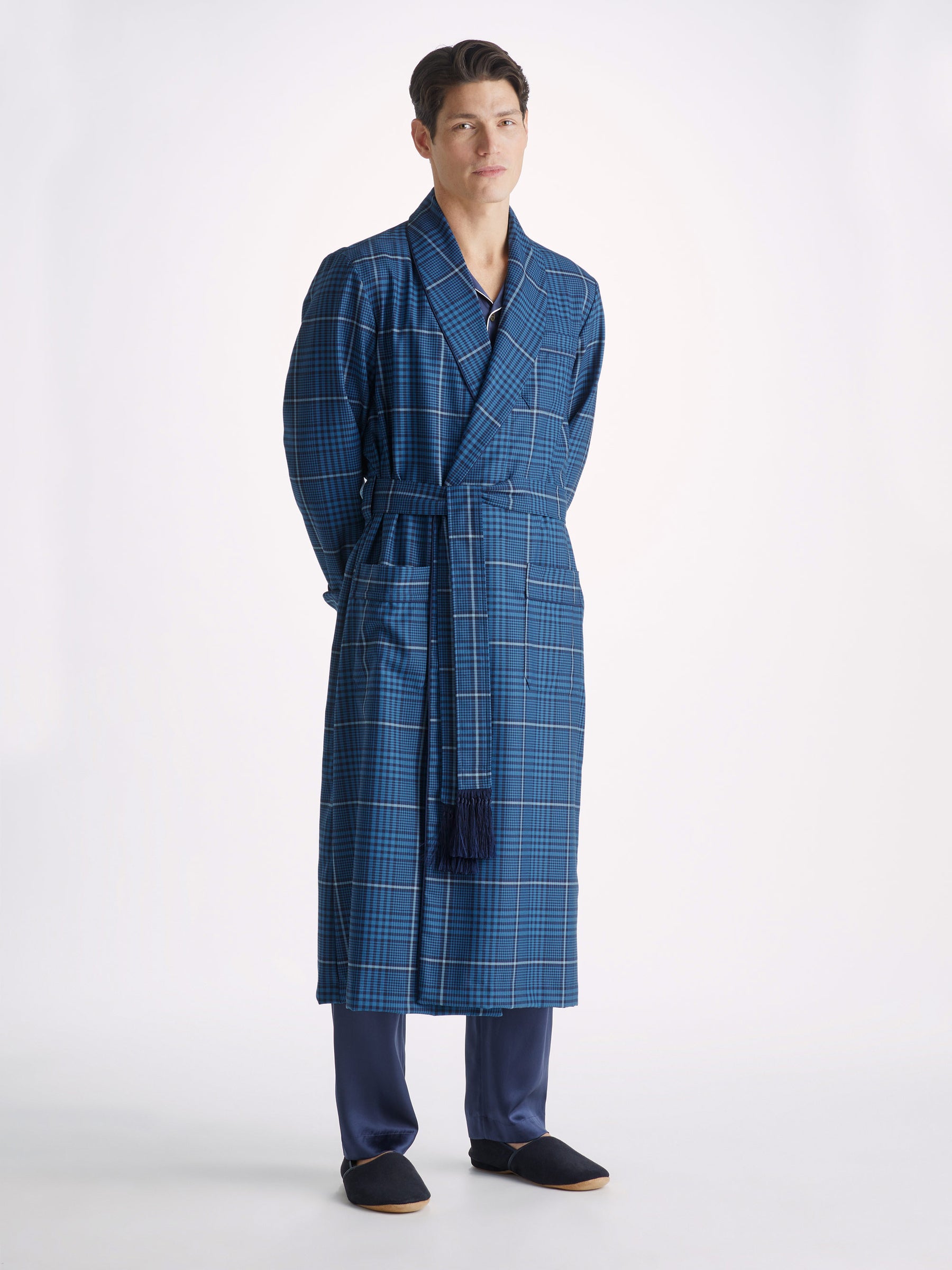 Men's Dressing Gown York 43 Wool Blue