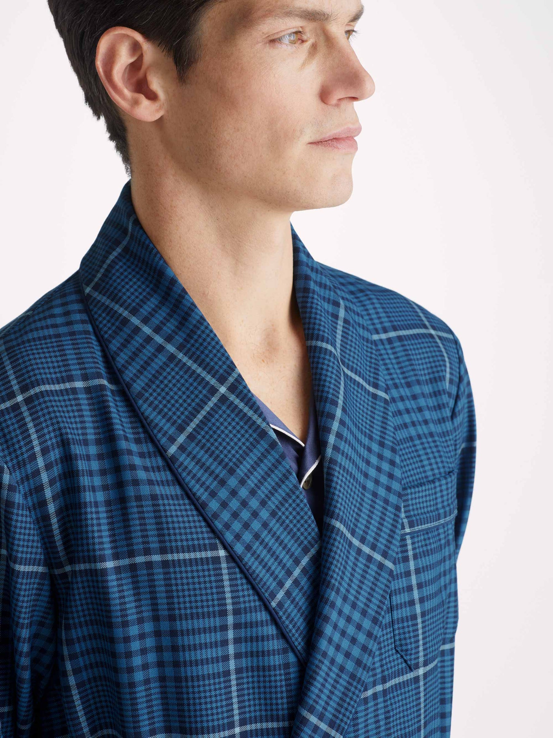 Men's Dressing Gown York 43 Wool Blue