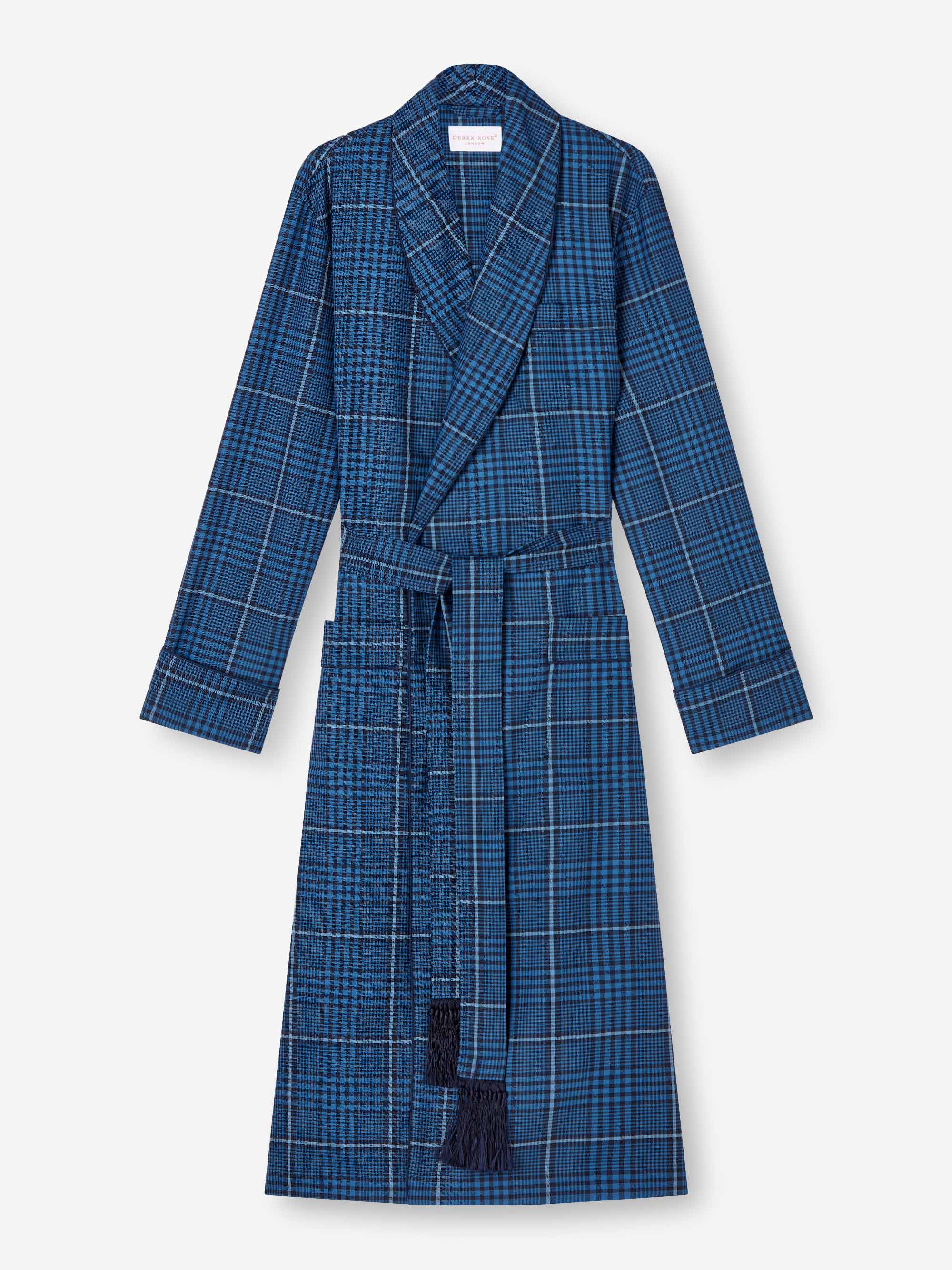 Men's Dressing Gown York 43 Wool Blue