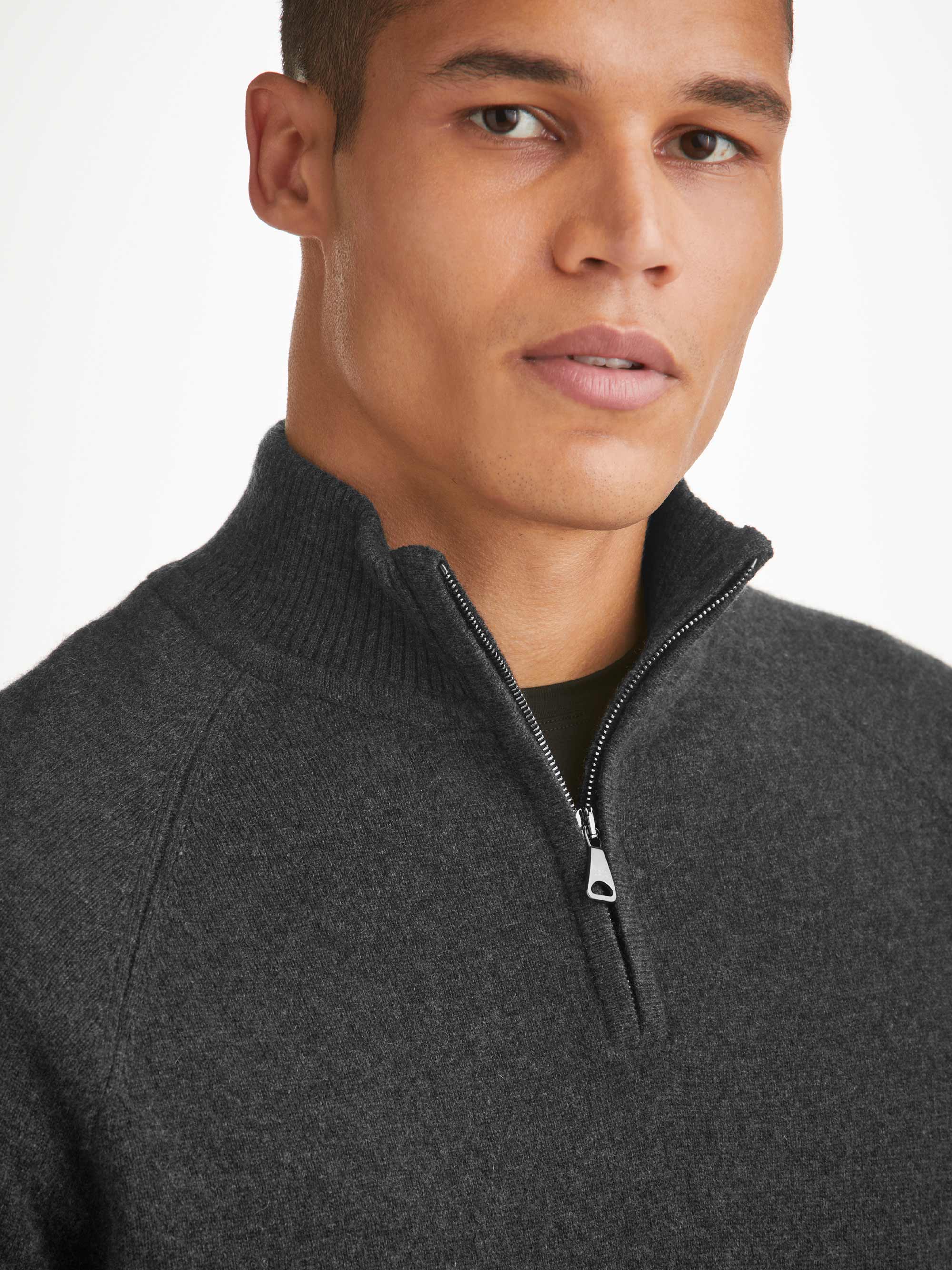 Men's Half-Zip Sweater Finley Cashmere Charcoal