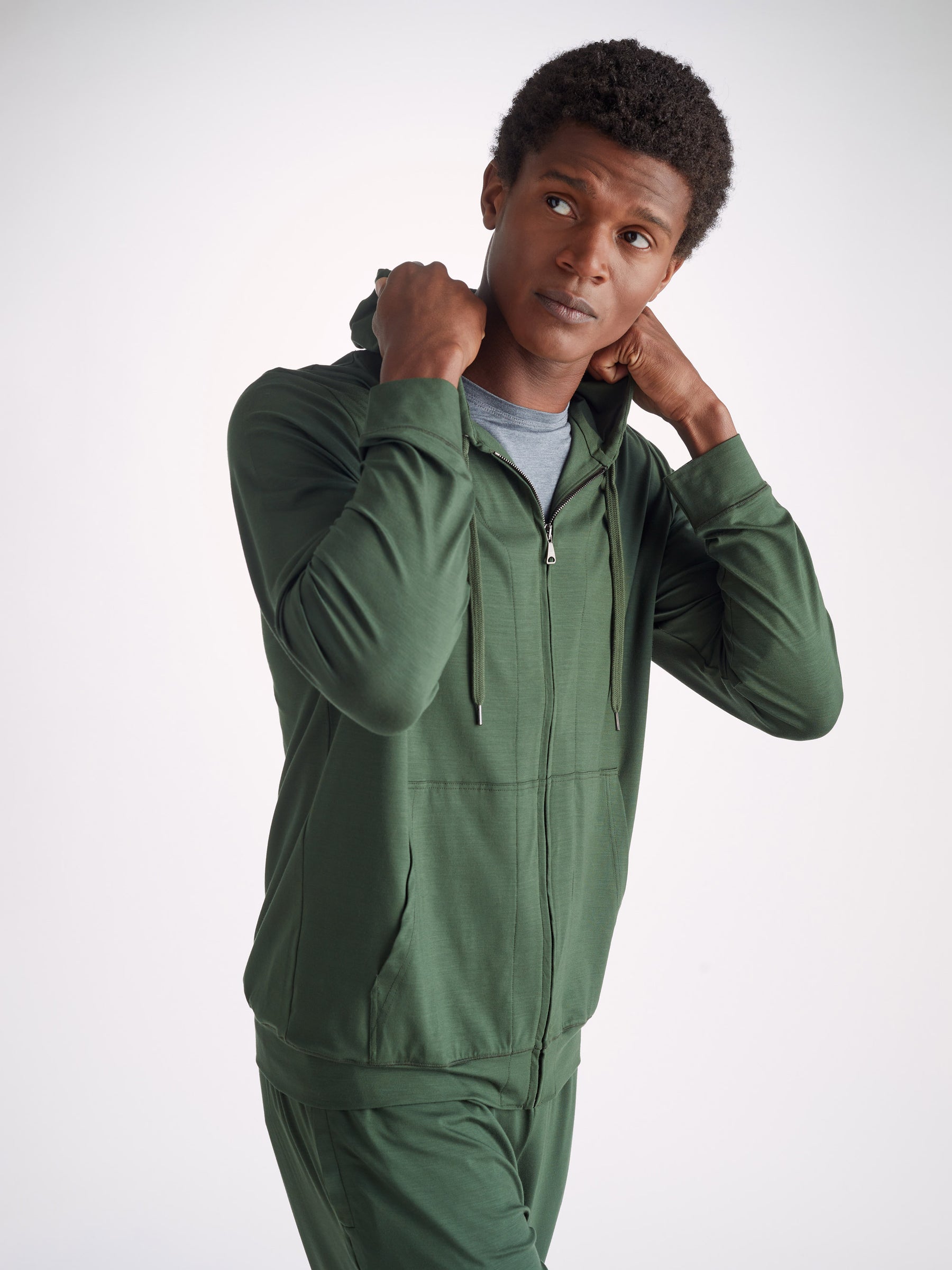 Men's Hoodie Basel Micro Modal Stretch Hunter Green