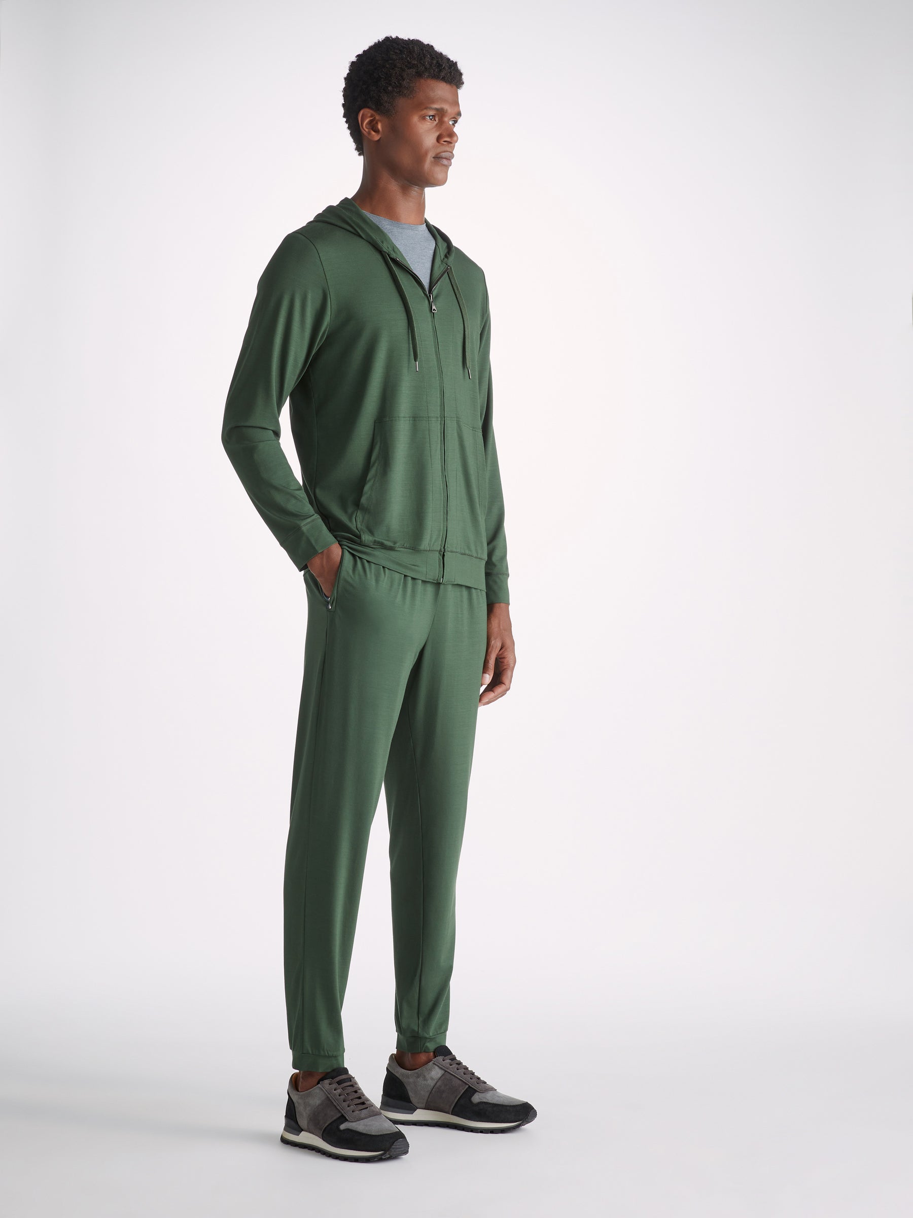 Men's Hoodie Basel Micro Modal Stretch Hunter Green