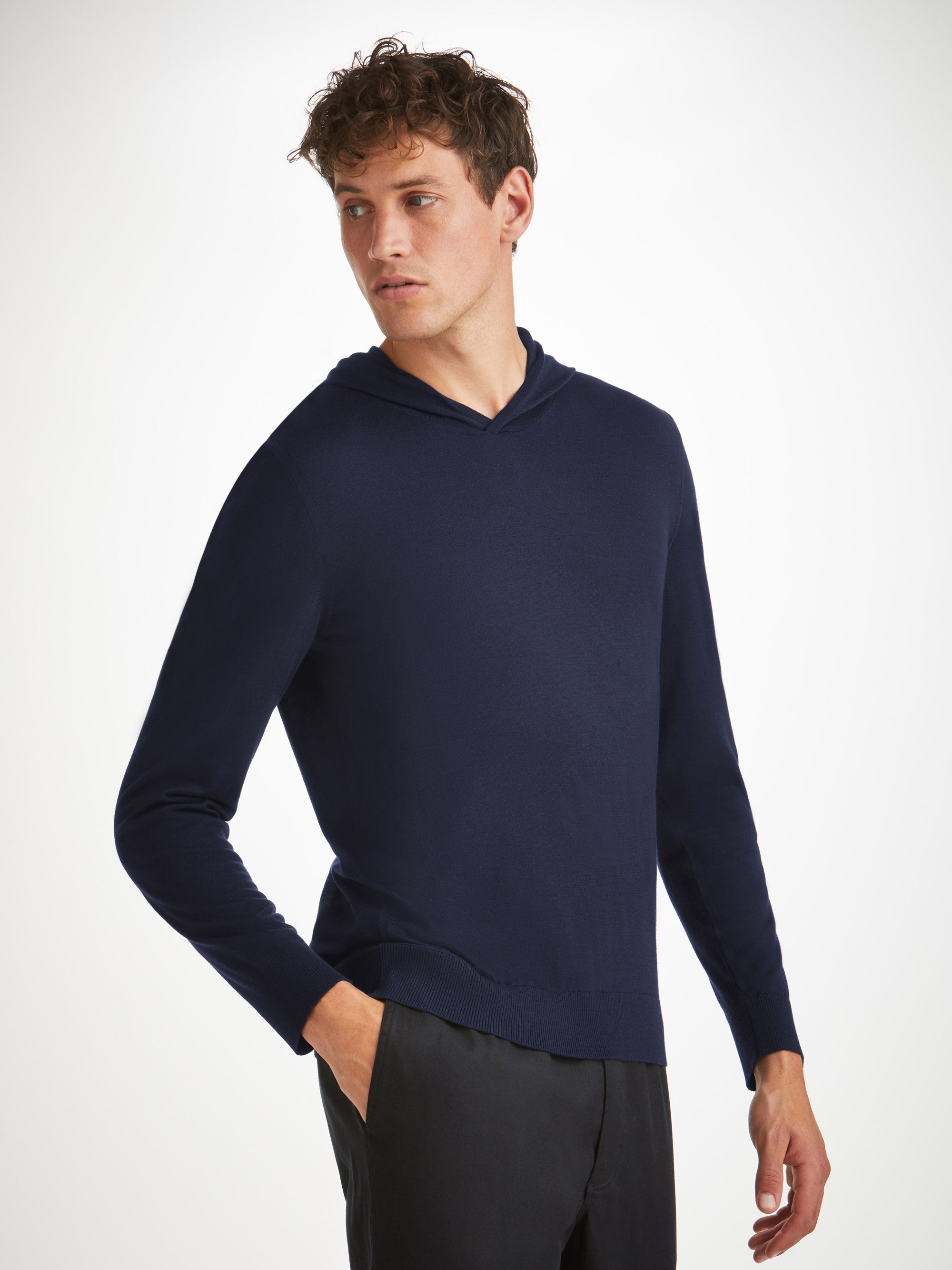 Men's Hoodie Orson Merino Wool Navy