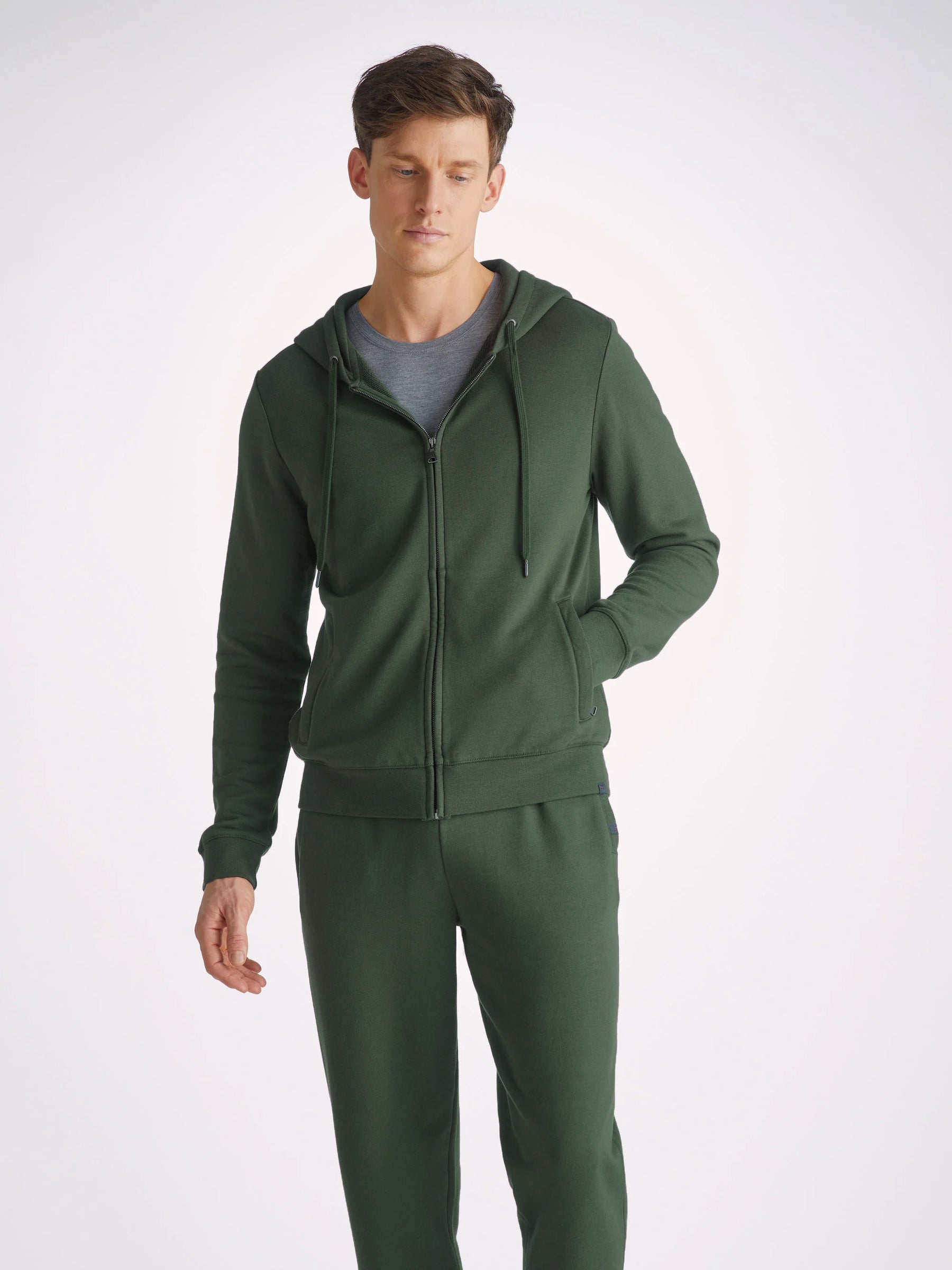 Men's Hoodie Quinn Cotton Modal Hunter Green