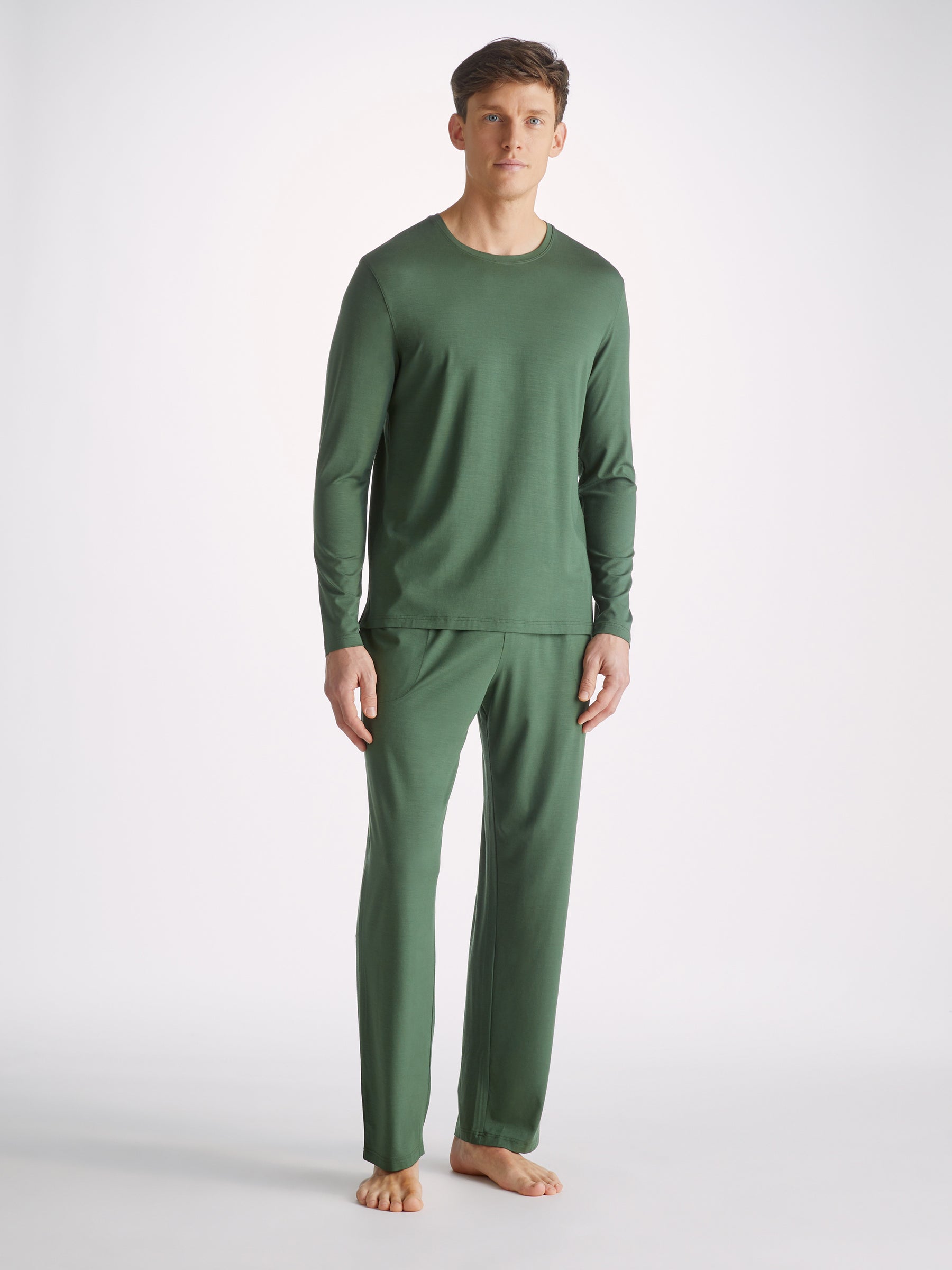 Men's Long Sleeve T-Shirt Basel Micro Modal Stretch Hunter Green