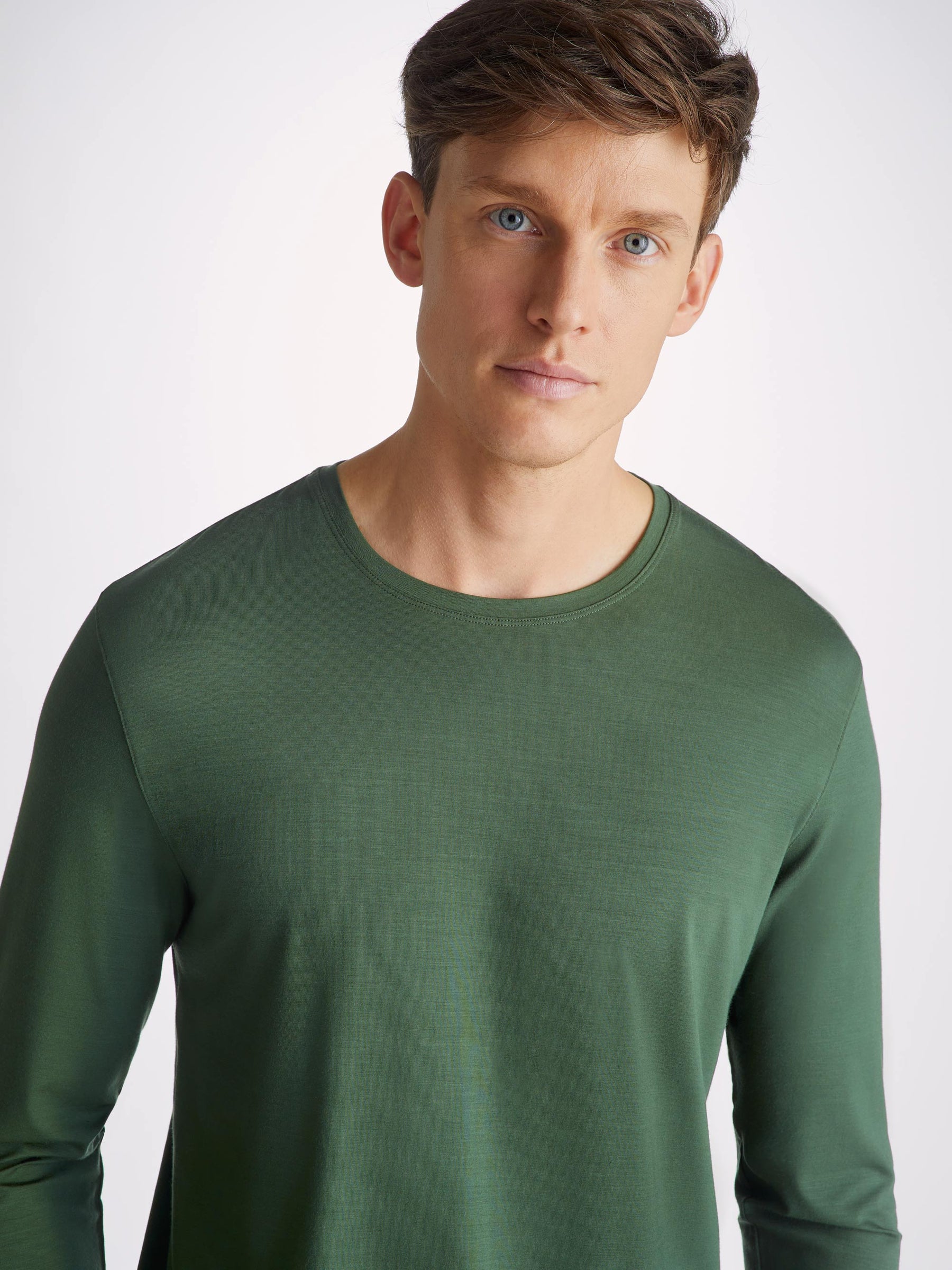 Men's Long Sleeve T-Shirt Basel Micro Modal Stretch Hunter Green