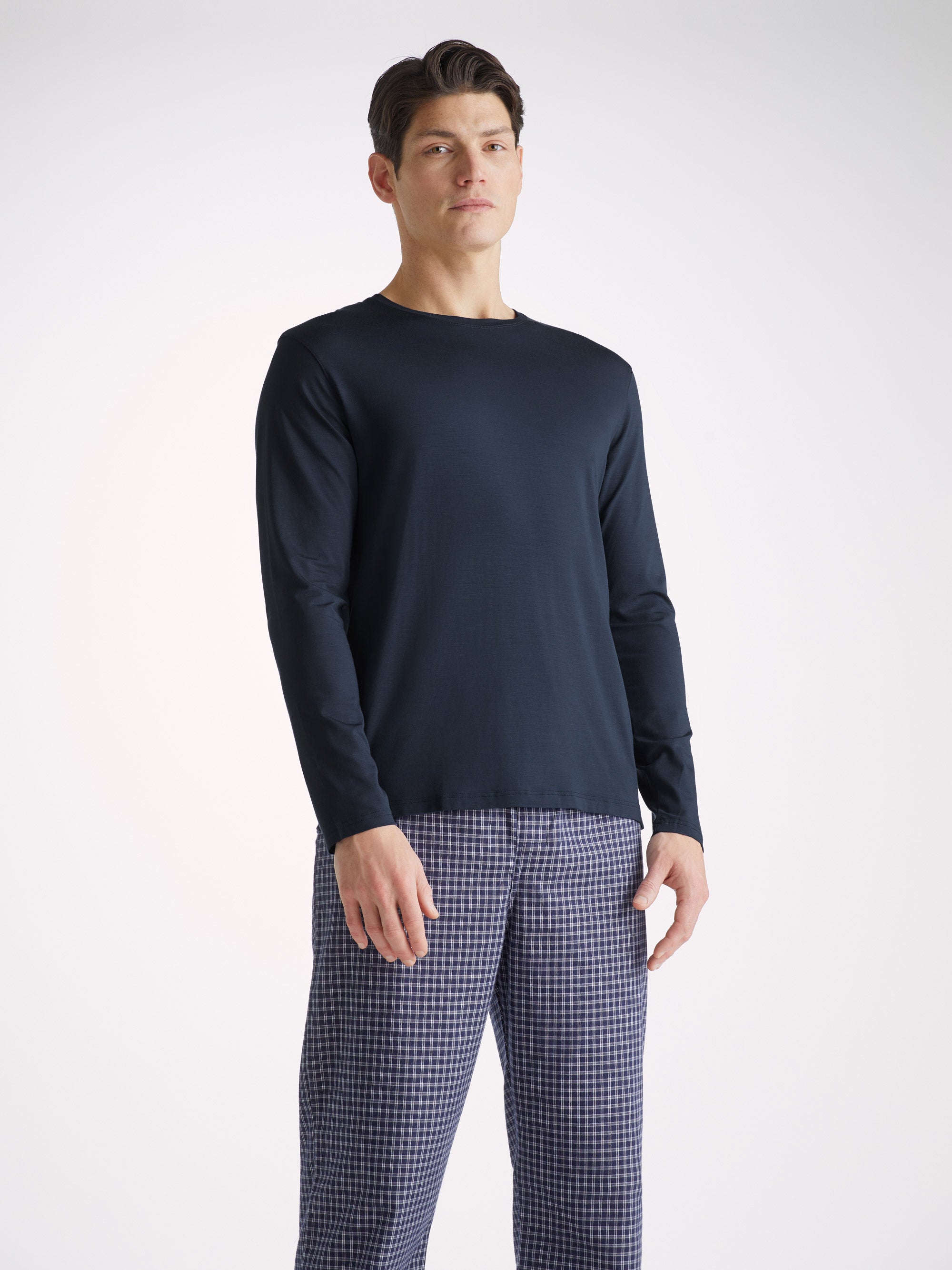 Men's Long Sleeve T-Shirt Basel Micro Modal Stretch Navy