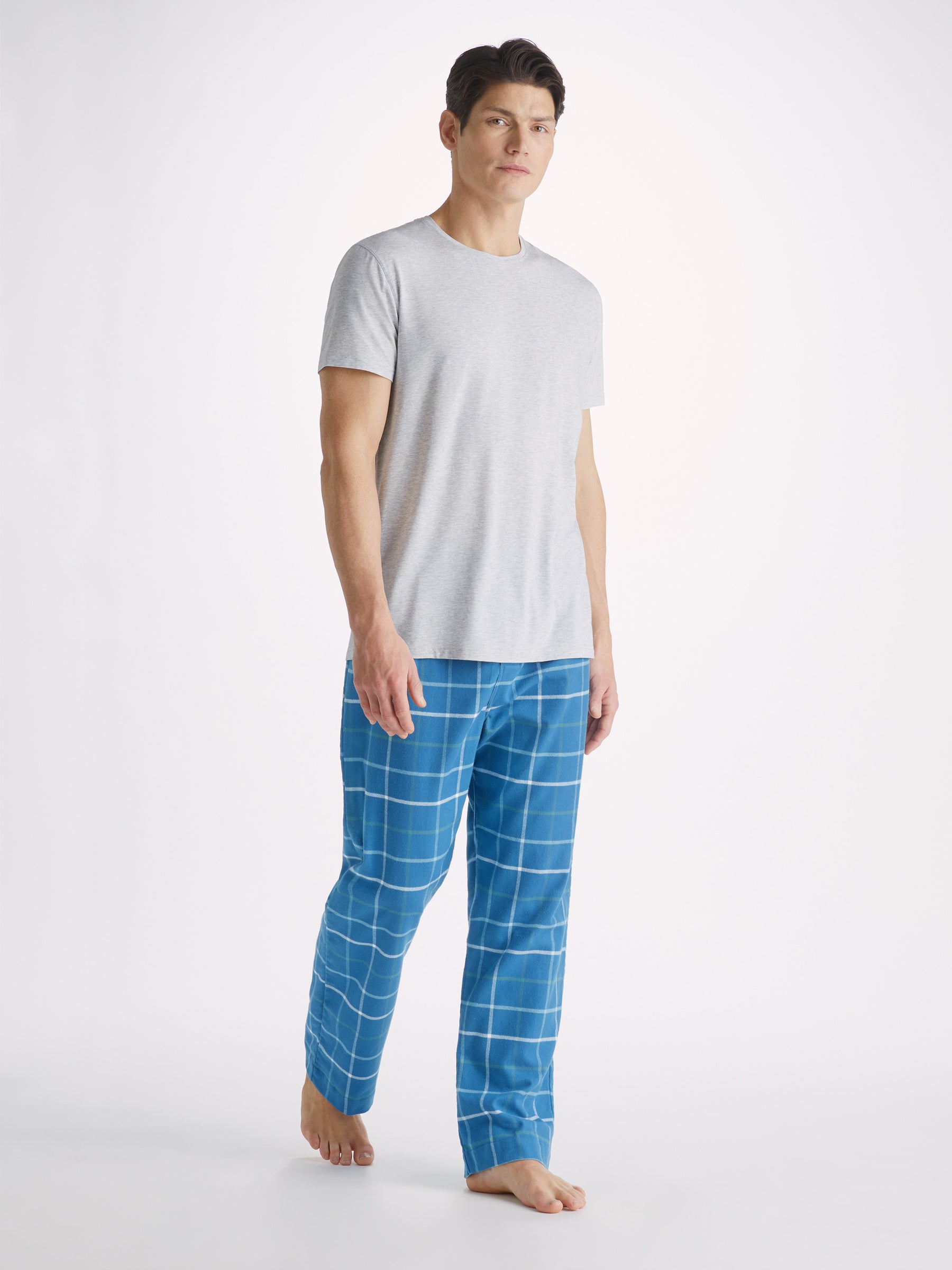 Men's Lounge Trousers Kelburn 33 Brushed Cotton Blue
