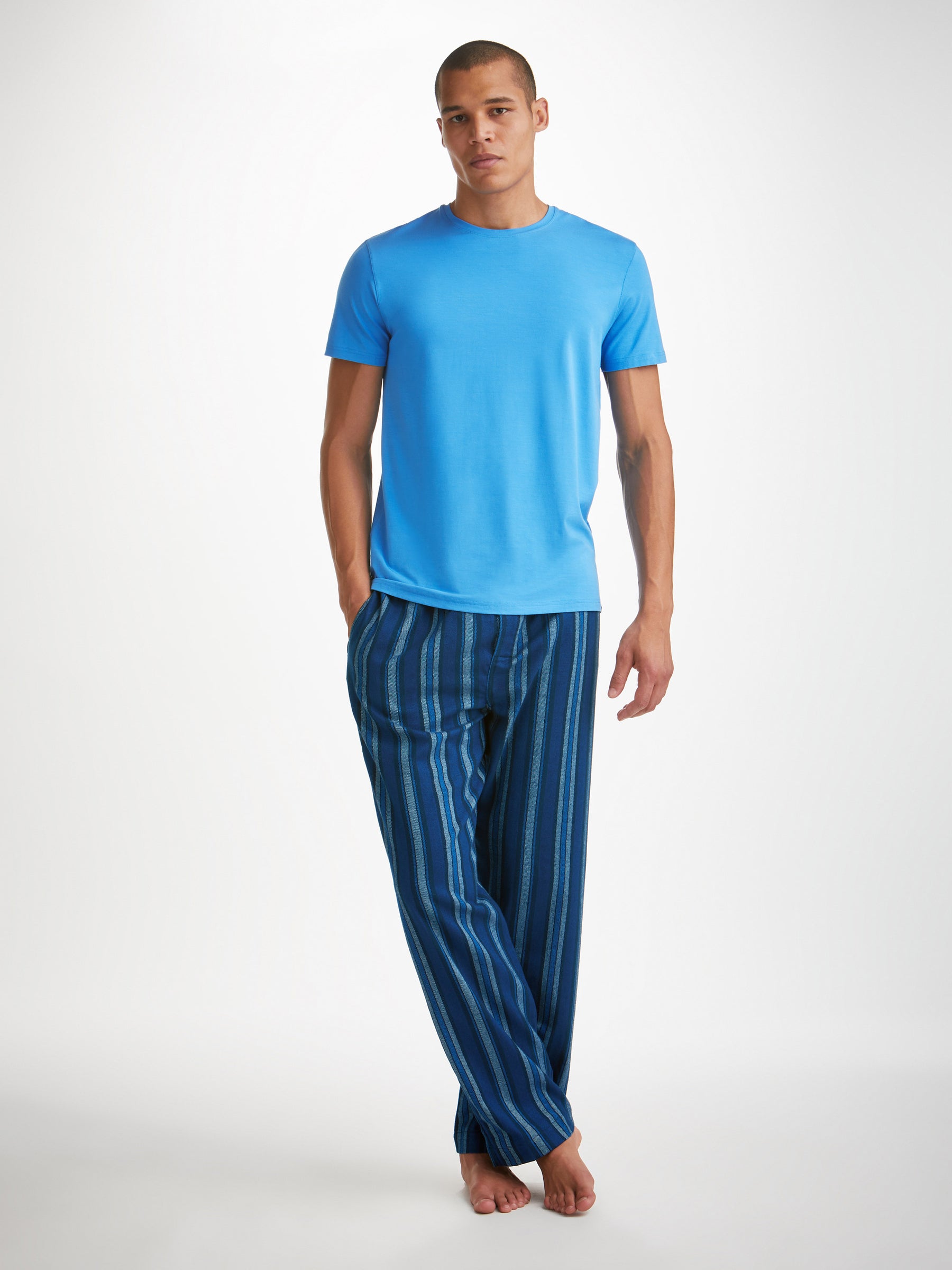 Men's Lounge Trousers Kelburn 38 Brushed Cotton Blue