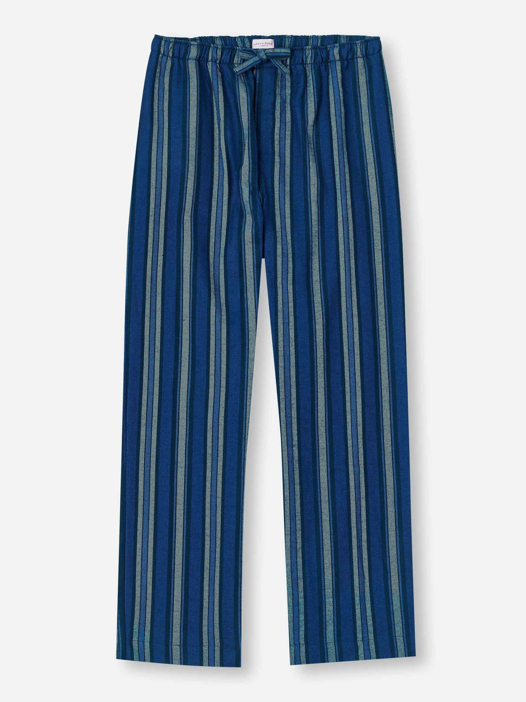 Men's Lounge Trousers Kelburn 38 Brushed Cotton Blue