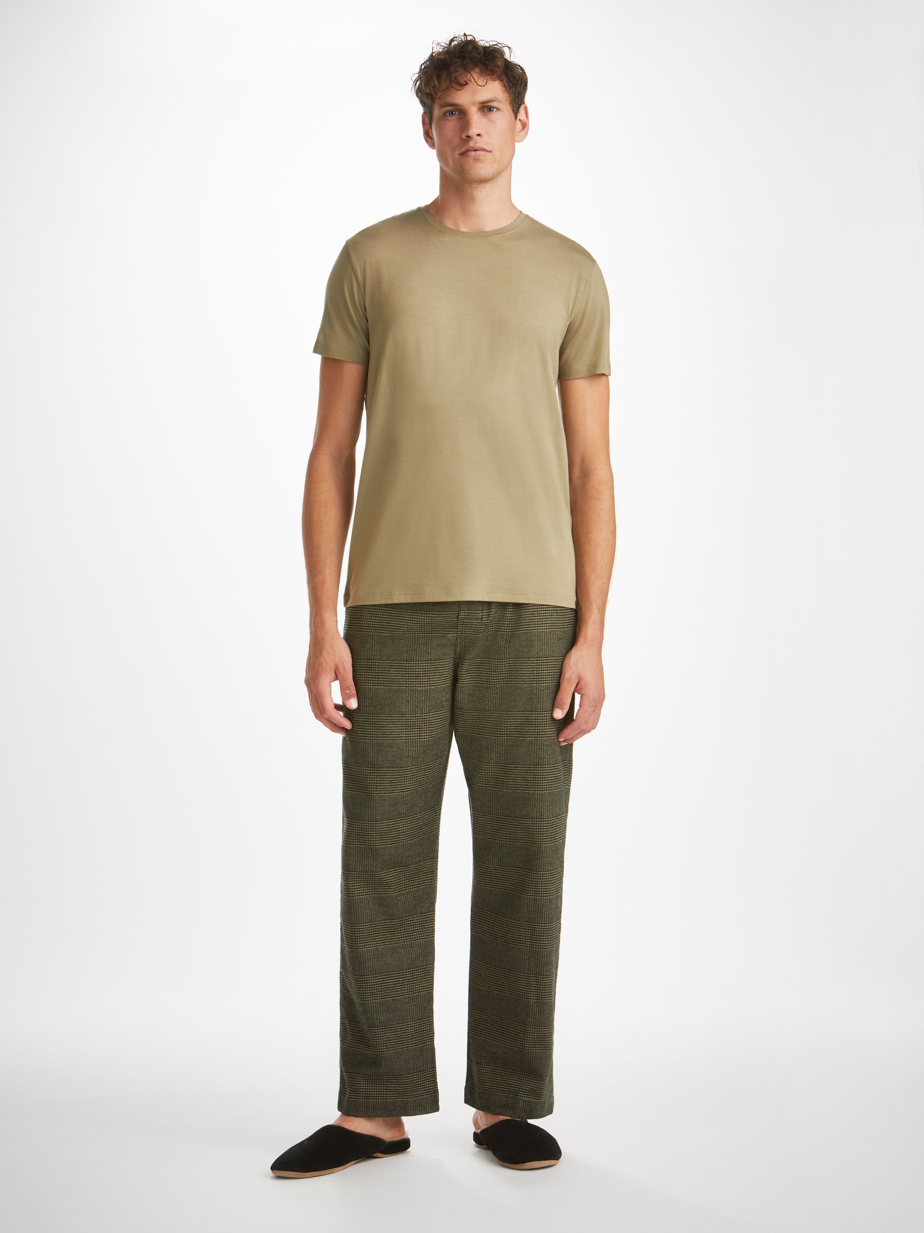 Men's Lounge Trousers Kelburn 41 Brushed Cotton Khaki