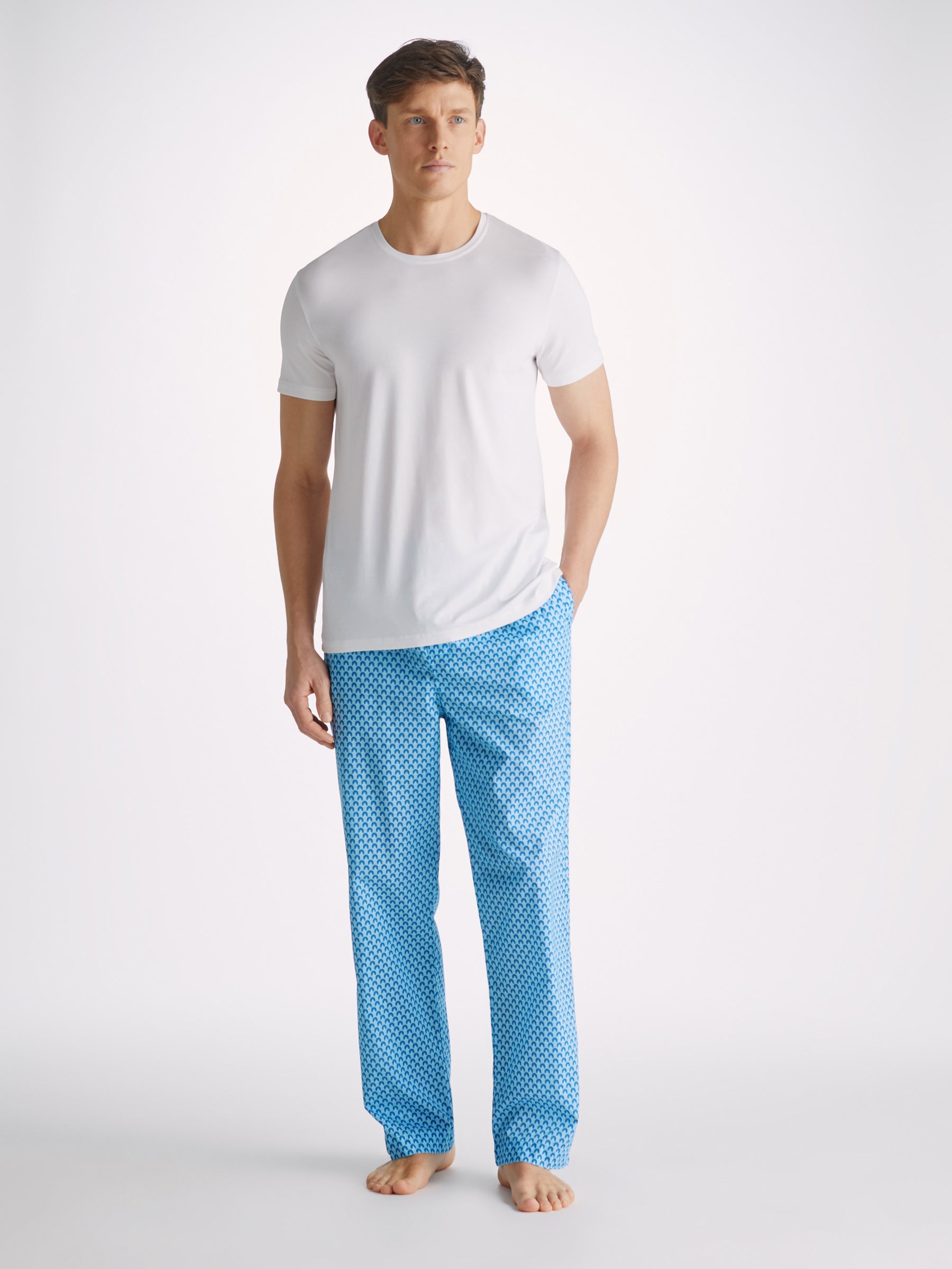 Men's Lounge Trousers Ledbury 65 Batiste Cotton Blue