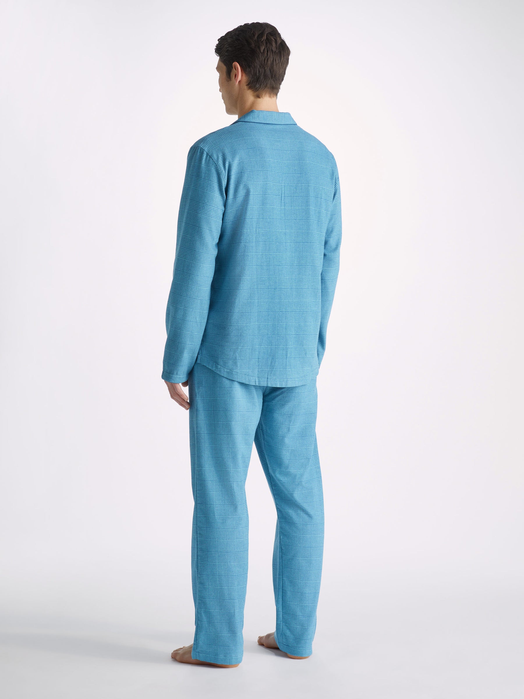 Men's Modern Fit Pyjamas Kelburn 34 Brushed Cotton Blue