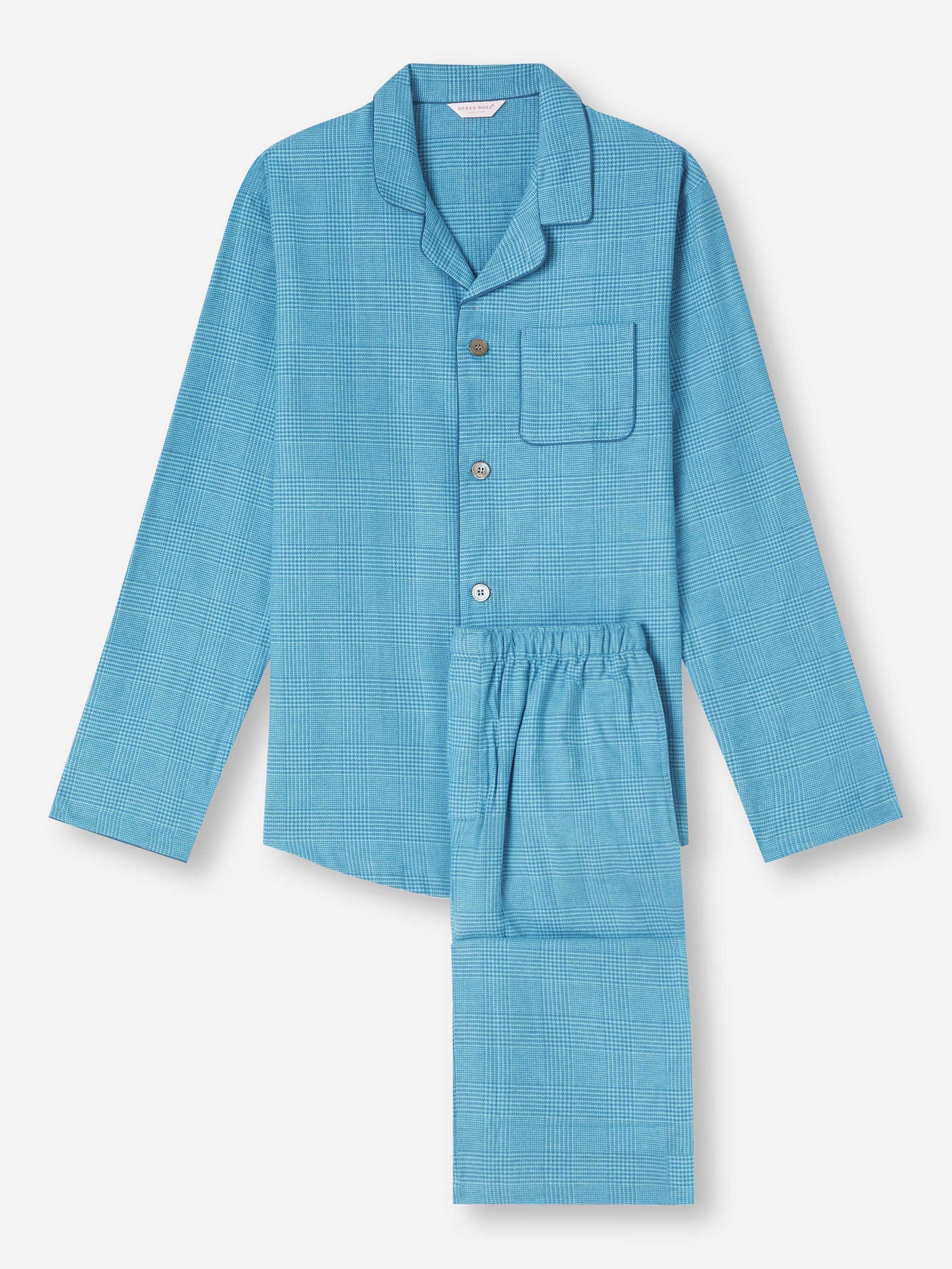 Men's Modern Fit Pyjamas Kelburn 34 Brushed Cotton Blue
