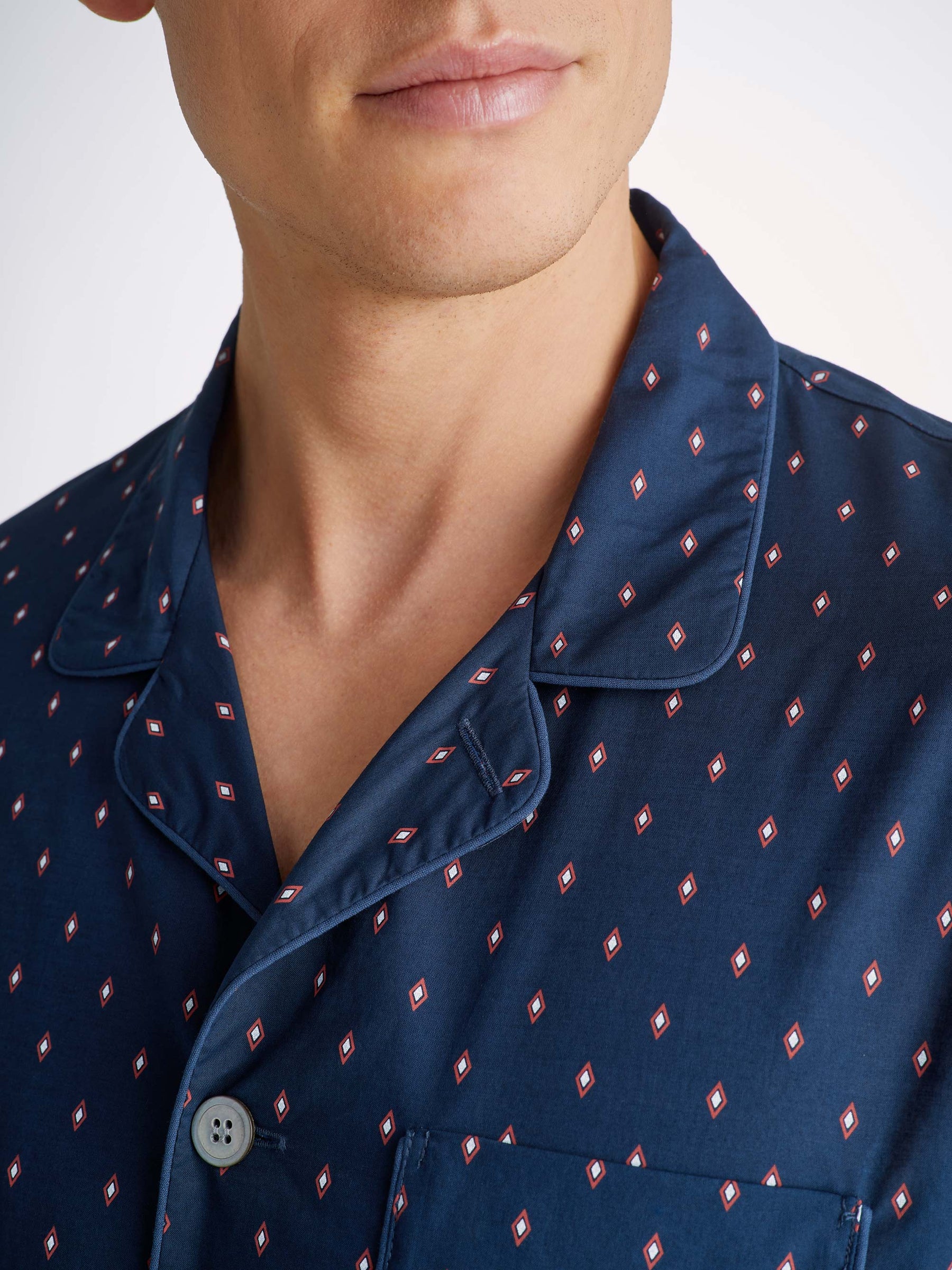 Men's Modern Fit Pyjamas Nelson 96 Cotton Batiste Navy