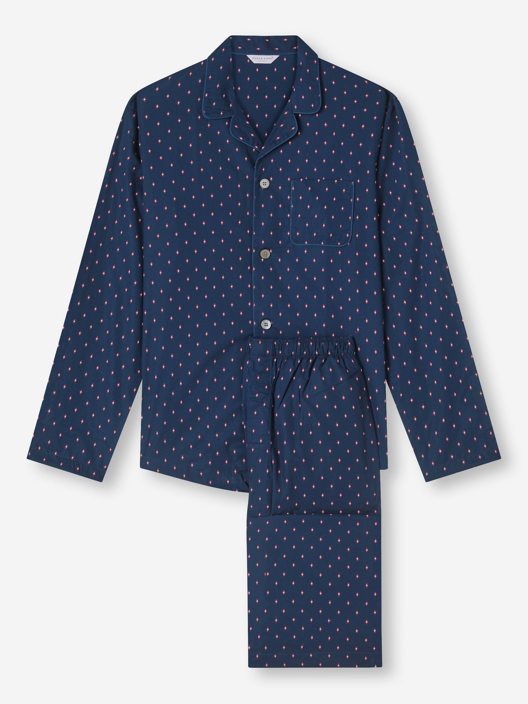 Men's Modern Fit Pyjamas Nelson 96 Cotton Batiste Navy