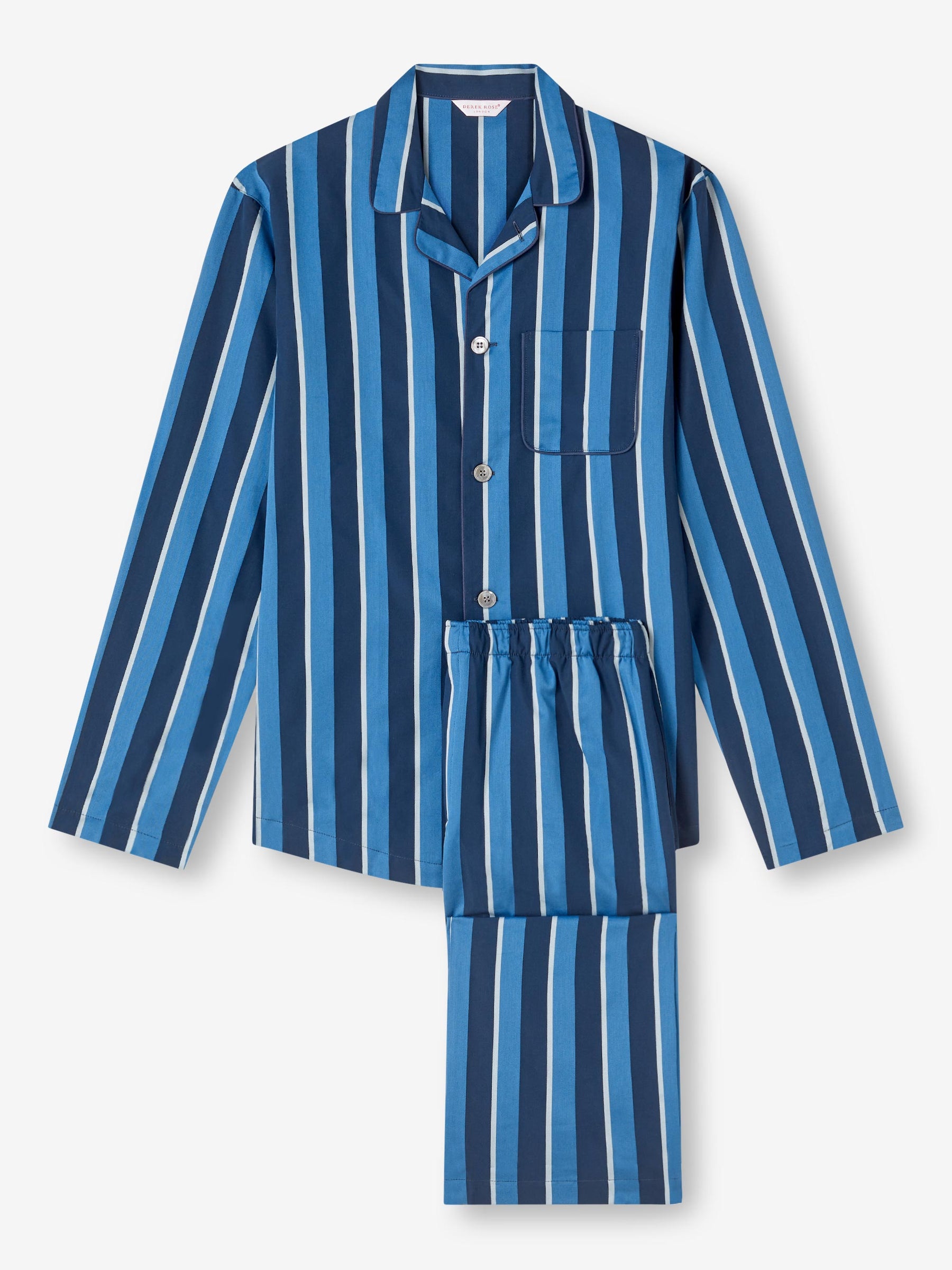 Men's Modern Fit Pyjamas Royal 220 Cotton Blue
