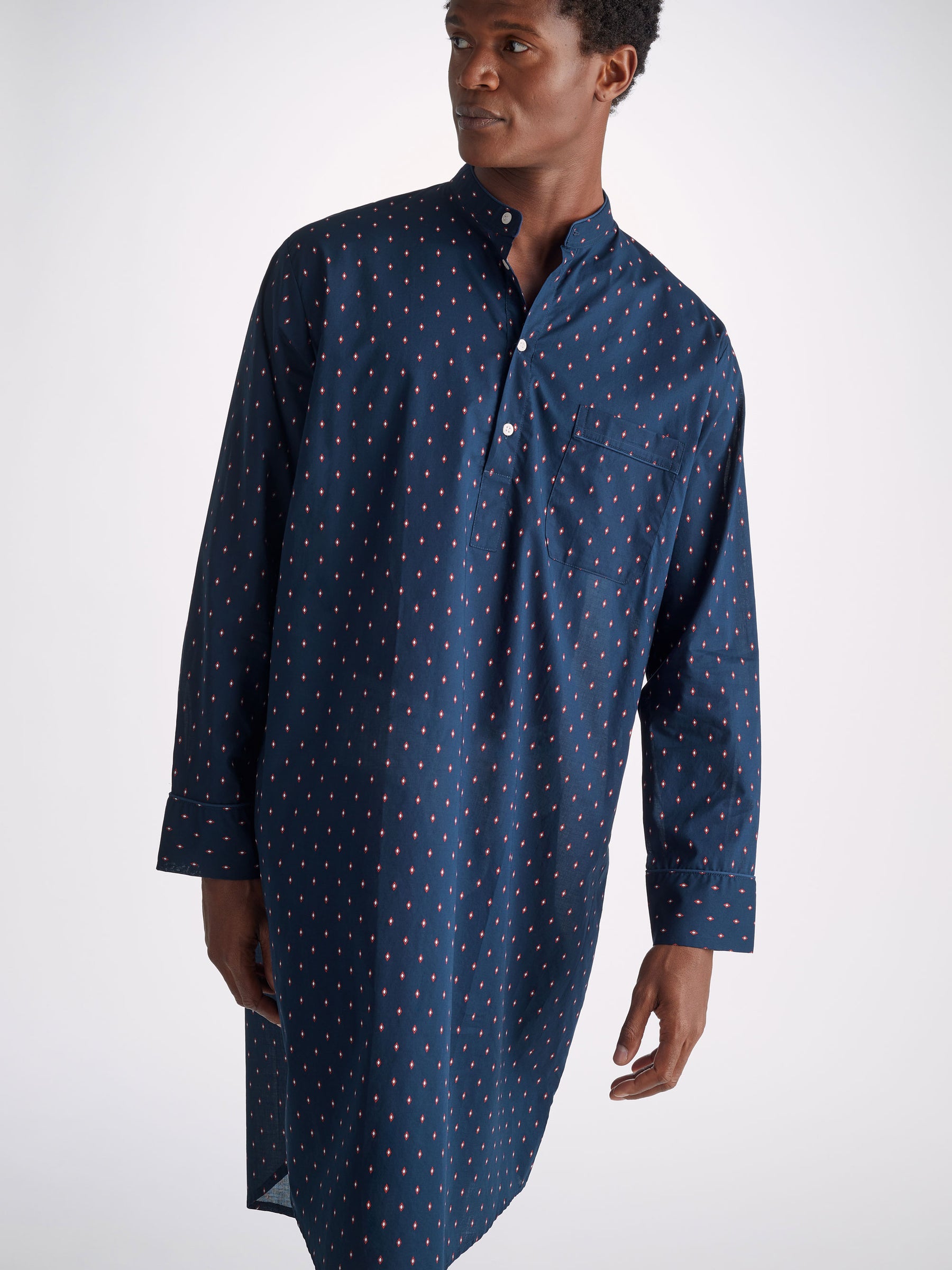 Men's Nightshirt Nelson 96 Cotton Batiste Navy