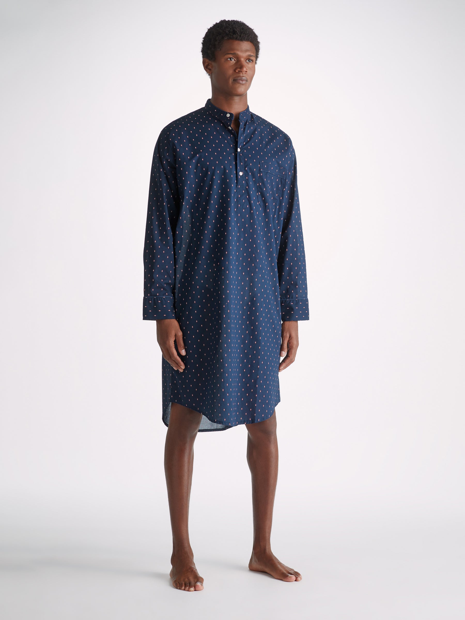 Men's Nightshirt Nelson 96 Cotton Batiste Navy