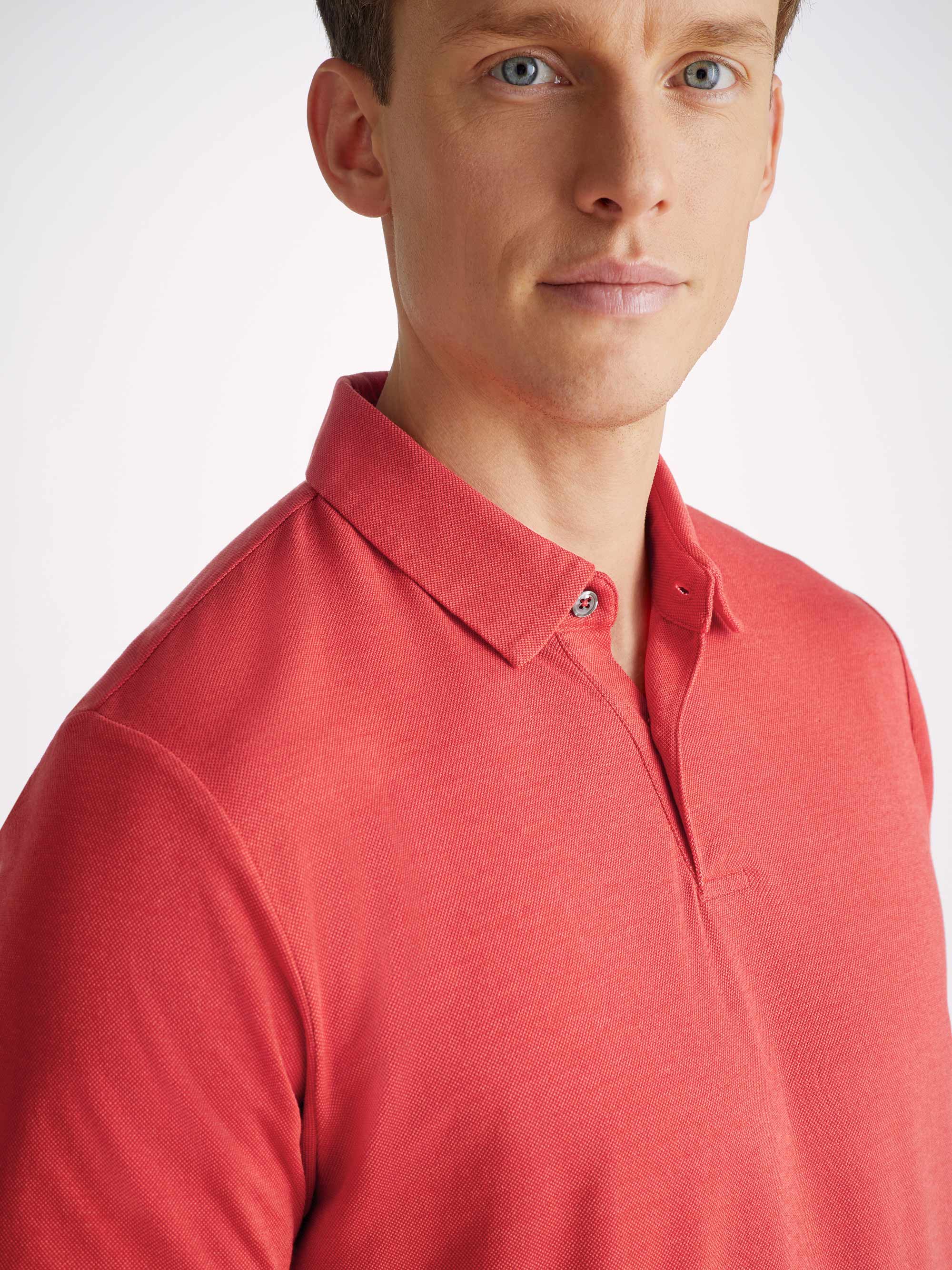 Men's Polo Shirt Ramsay Pique Cotton Tencel Red