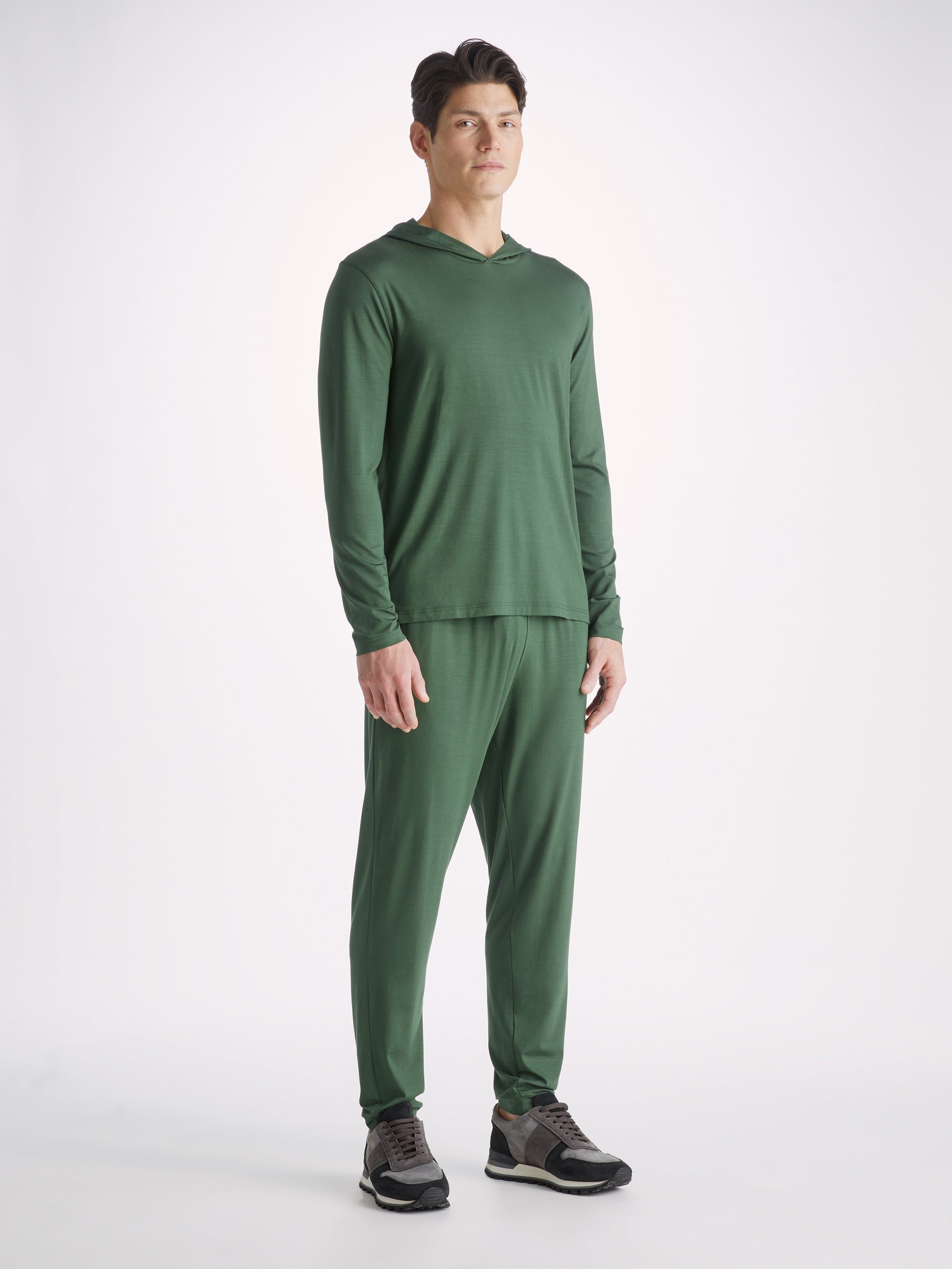Men's Pullover Hoodie Basel Micro Modal Stretch Hunter Green