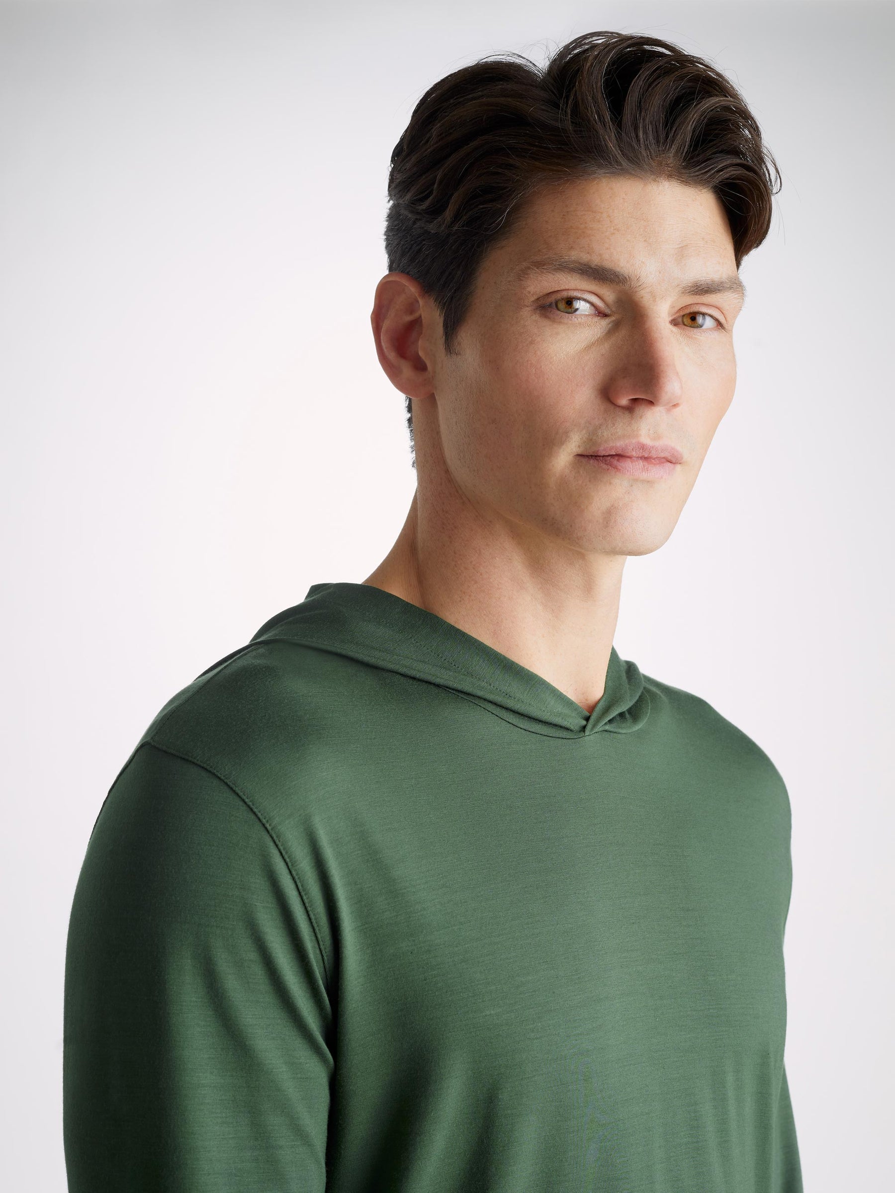 Men's Pullover Hoodie Basel Micro Modal Stretch Hunter Green