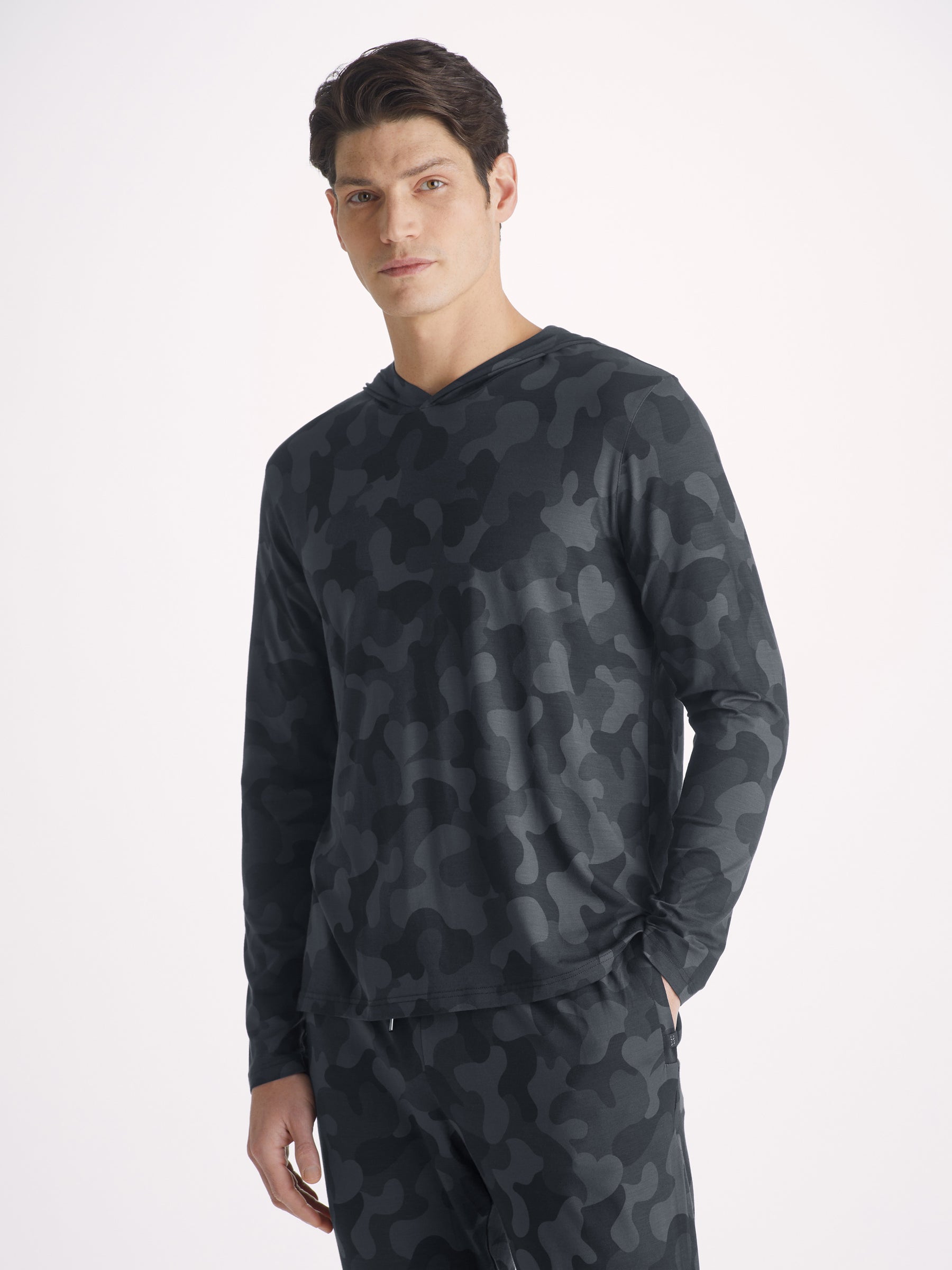 Men's Pullover Hoodie London 11 Micro Modal Black