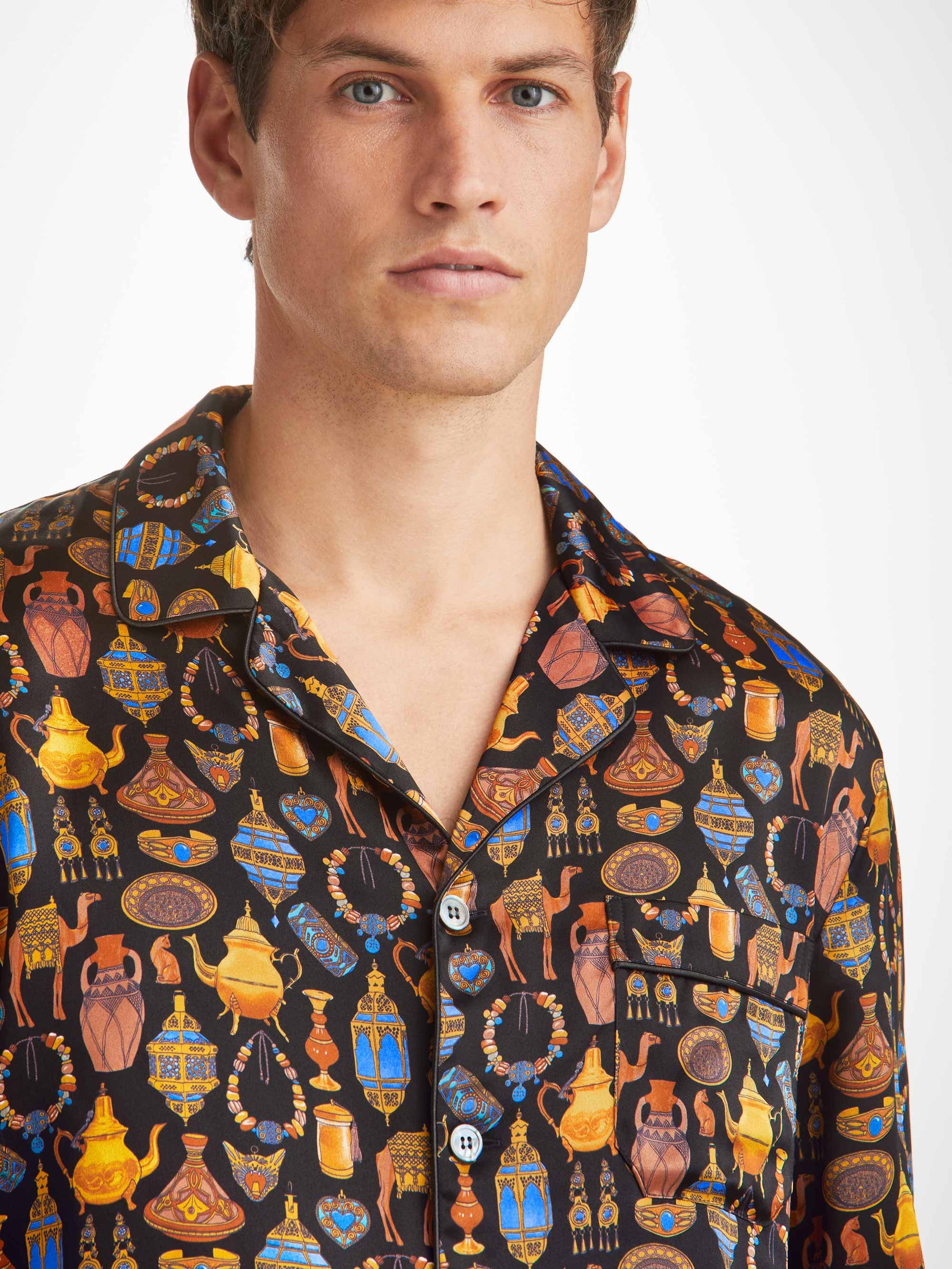 Men's Pyjamas Brindisi 100 Silk Satin Black