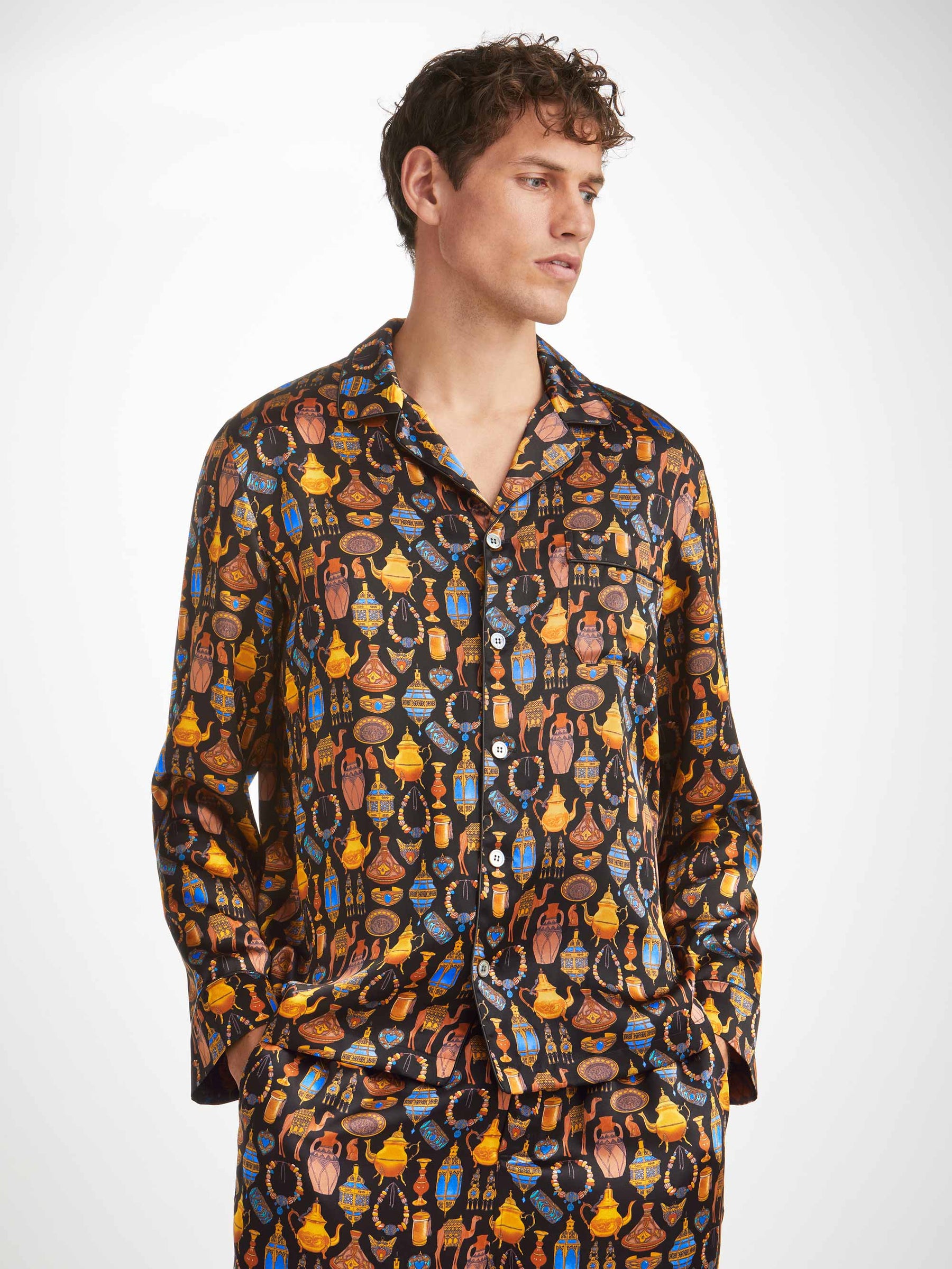Men's Pyjamas Brindisi 100 Silk Satin Black