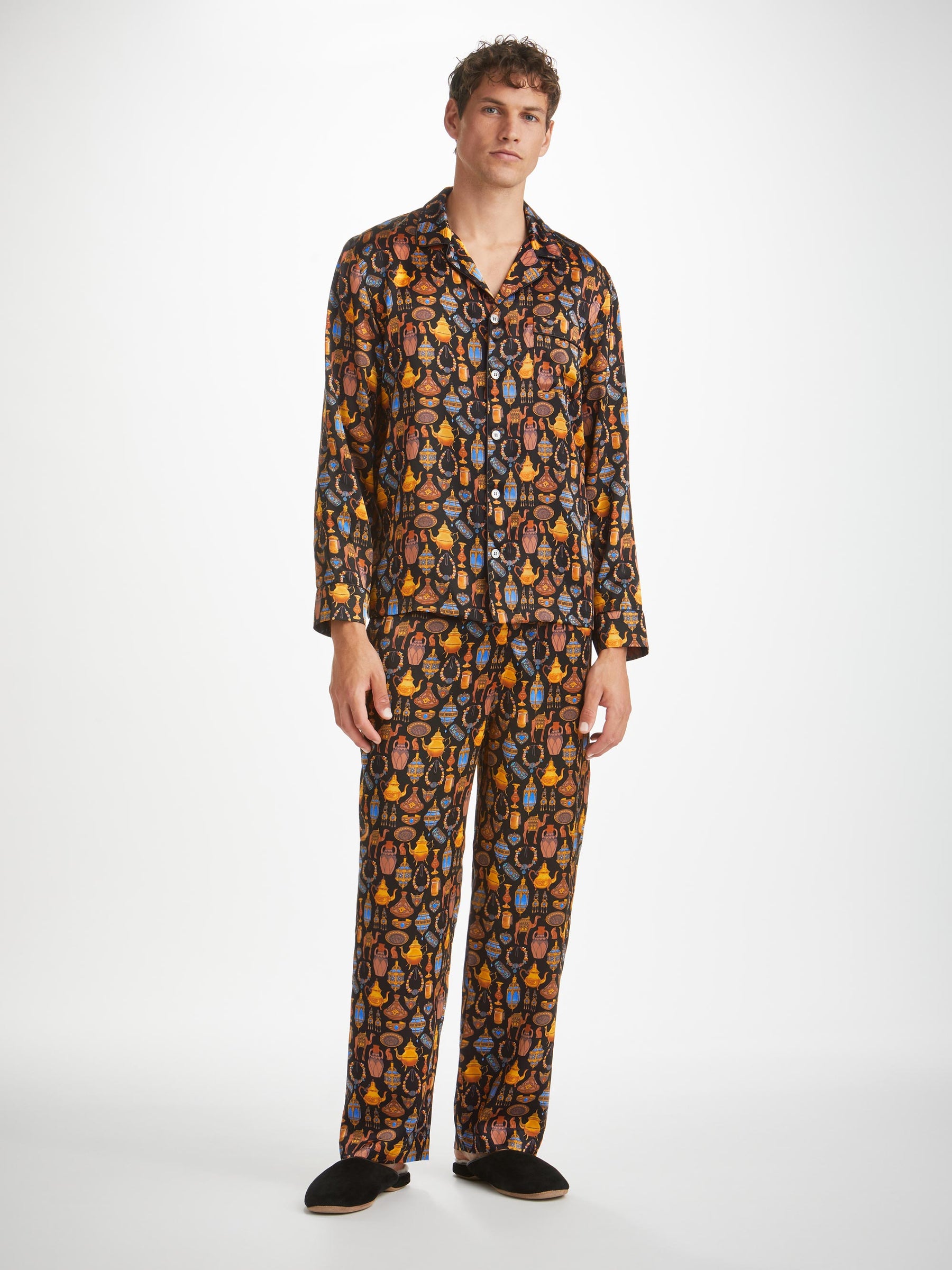 Men's Pyjamas Brindisi 100 Silk Satin Black
