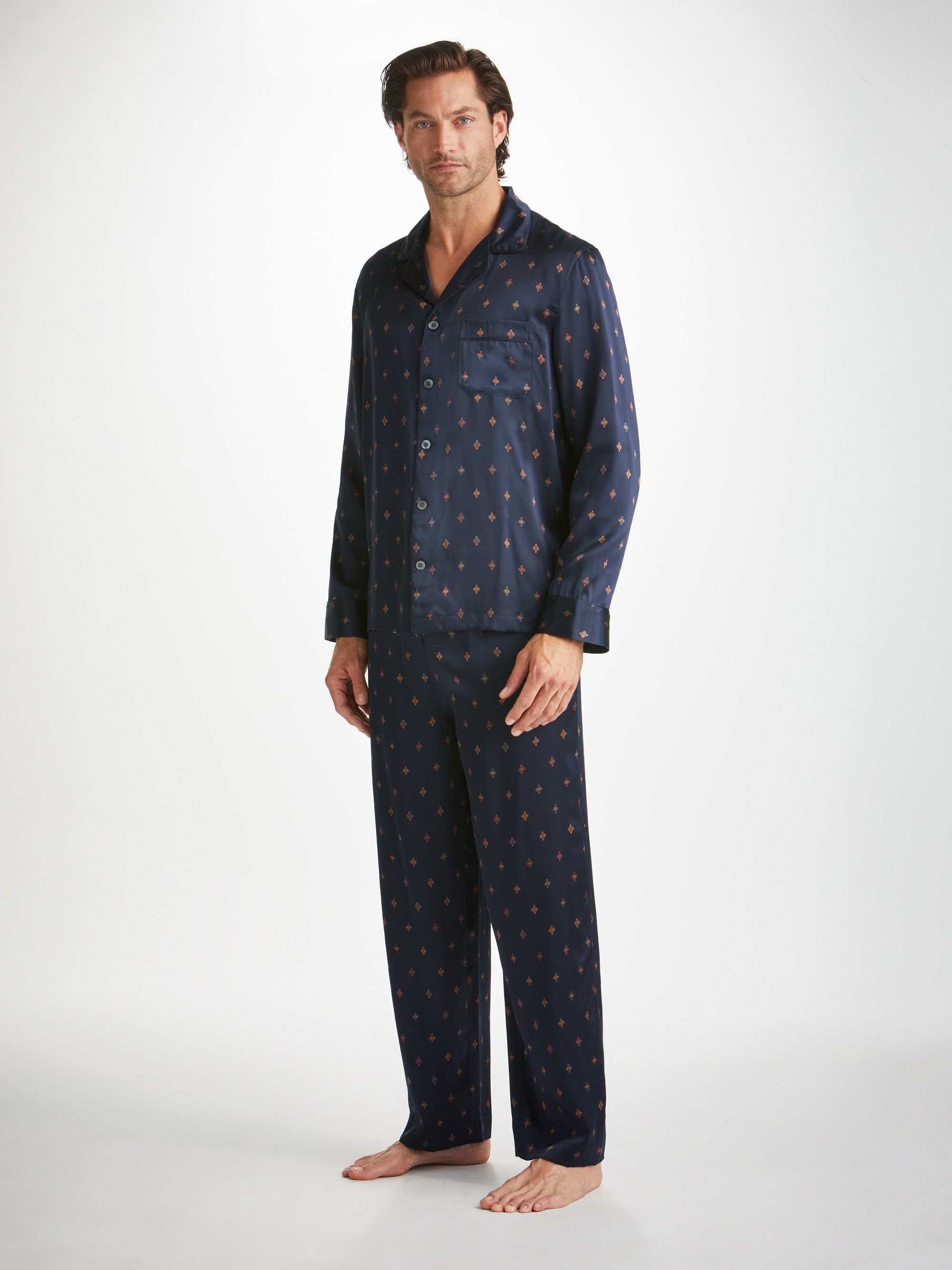 Men's Pyjamas Brindisi 103 Silk Satin Navy