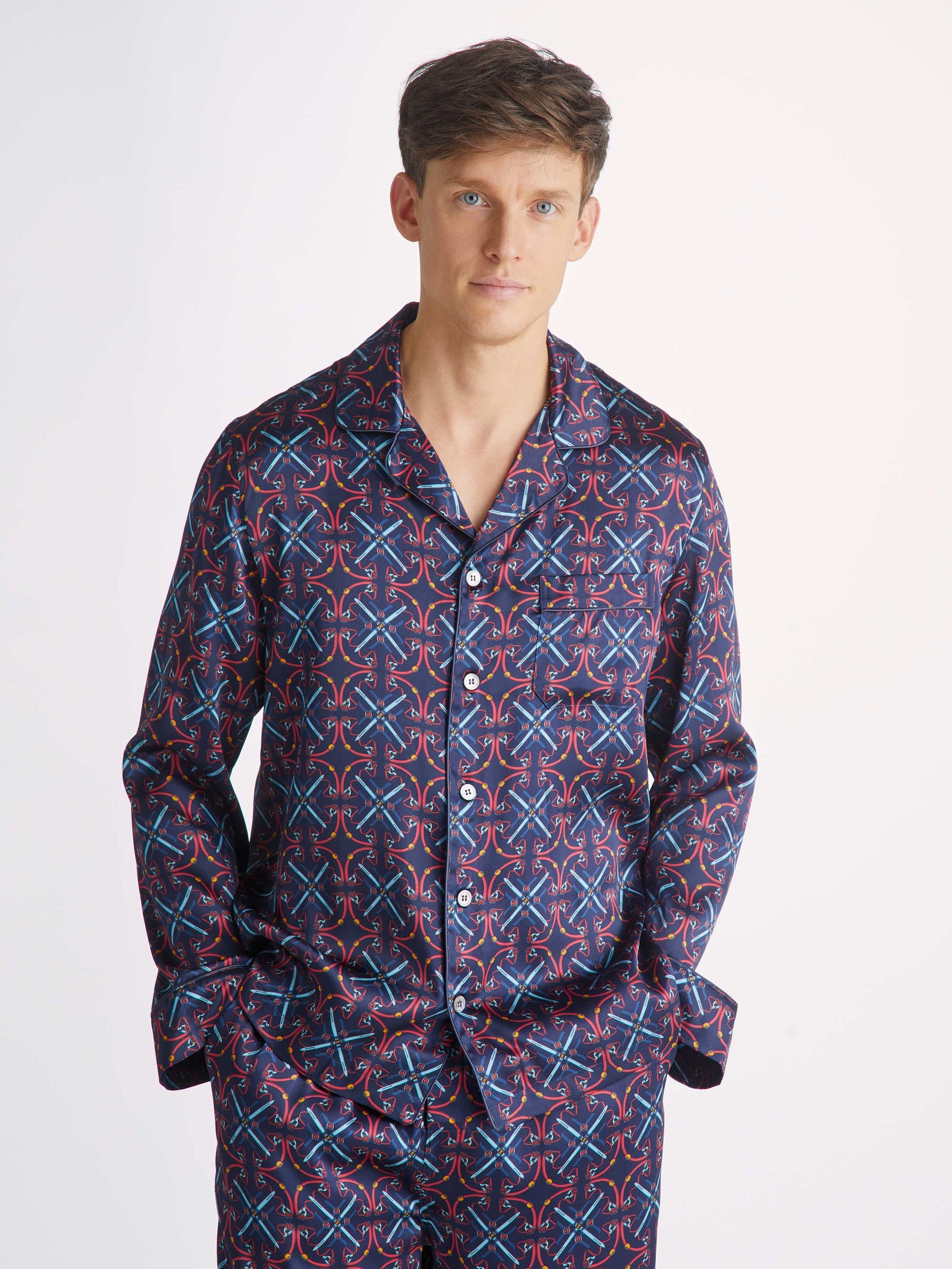 Men's Pyjamas Brindisi 93 Silk Satin Navy