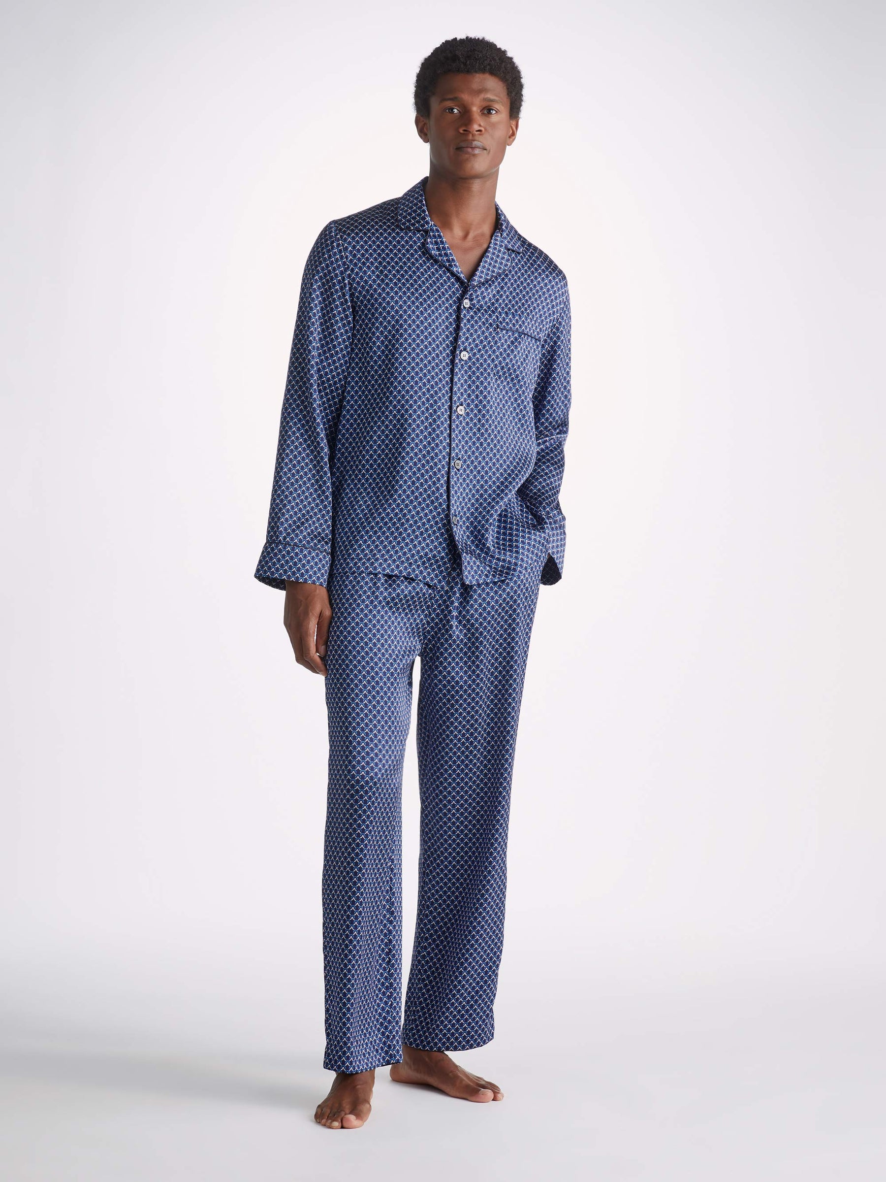 Men's Pyjamas Brindisi 94 Silk Satin Navy